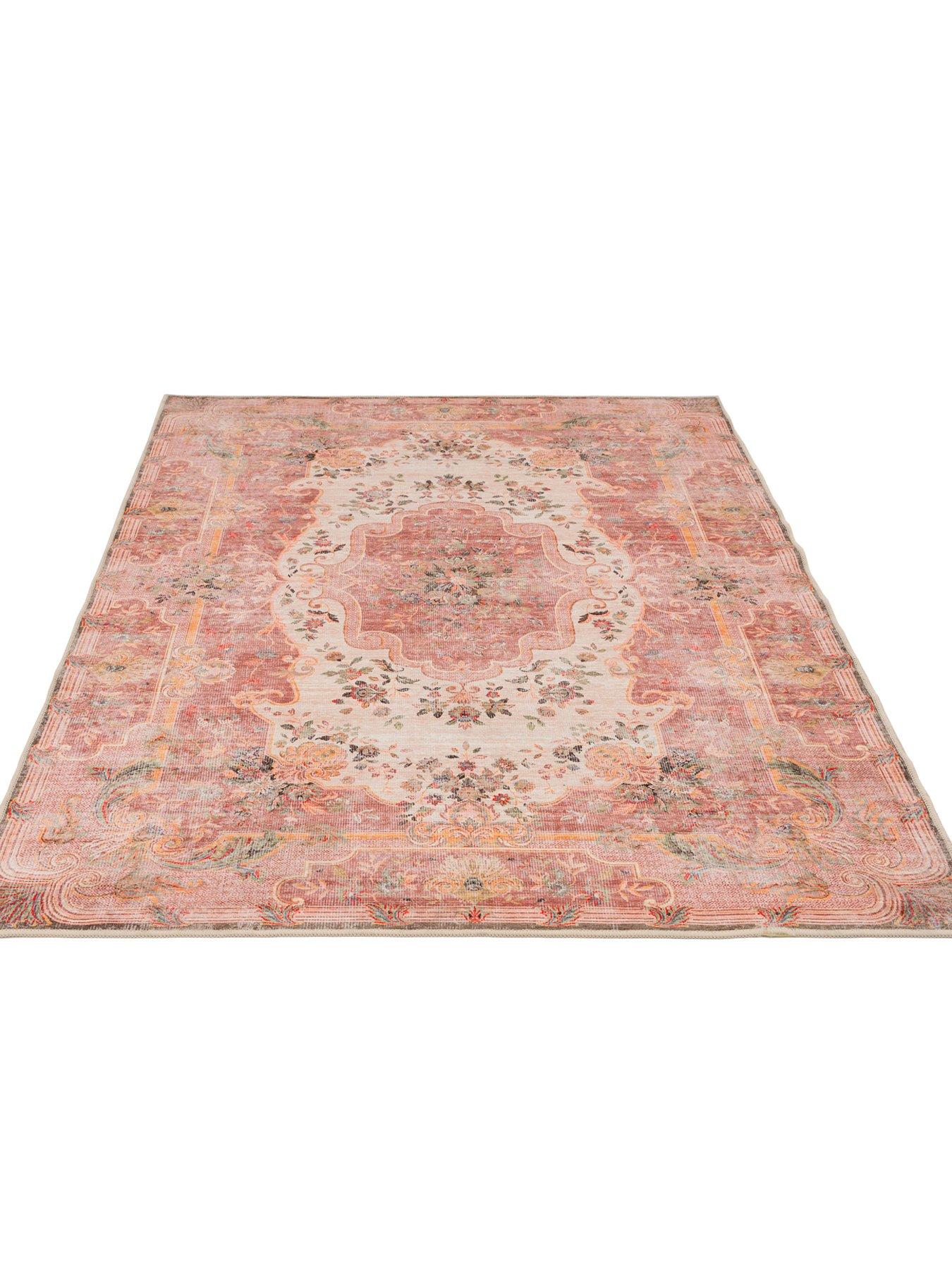 Image 6 of 7 of Kukoon Washable Pink Medallion Rug - Dusk