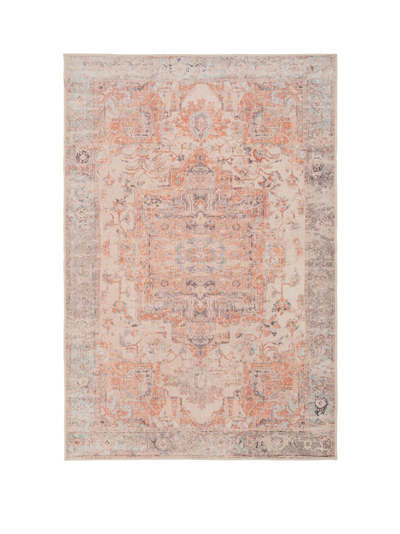 Kukoon Washable Terracotta Vintage Rug - Sisu | Littlewoods