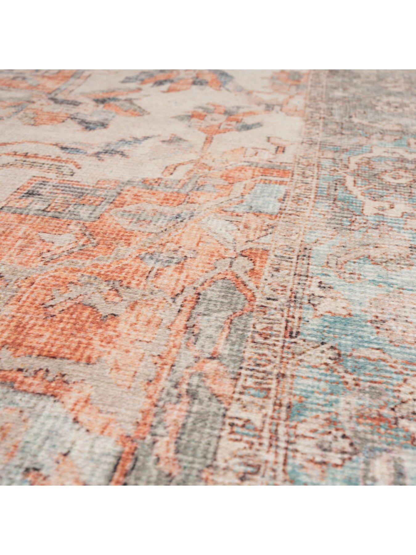 Kukoon Washable Terracotta Vintage Rug - Sisu | Littlewoods