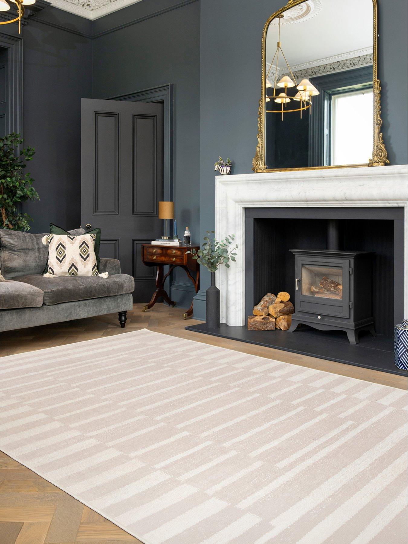 Kukoon Soft Washable Beige Geometric Rug - Faye