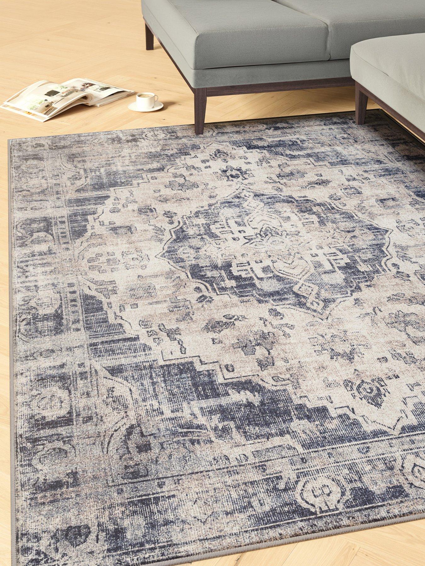 Image 1 of 7 of Kukoon Washable Blue Traditional Rug - Kith