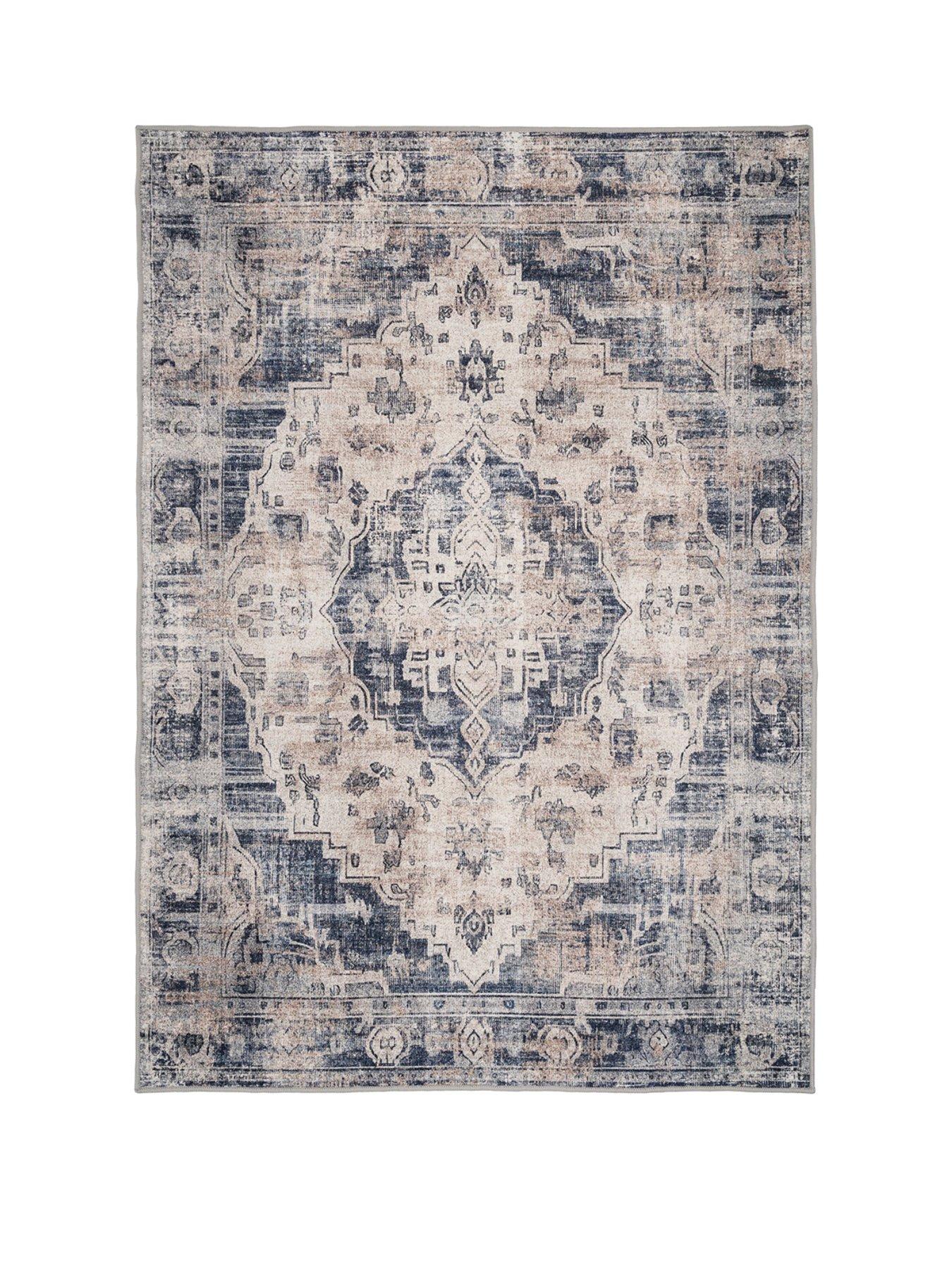 Image 2 of 7 of Kukoon Washable Blue Traditional Rug - Kith