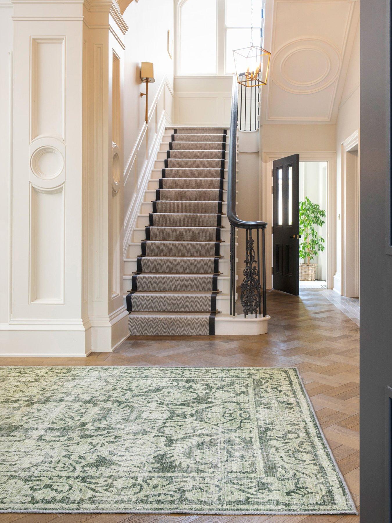 Image 3 of 7 of Kukoon Soft Washable Green Motif Rug - Pippa