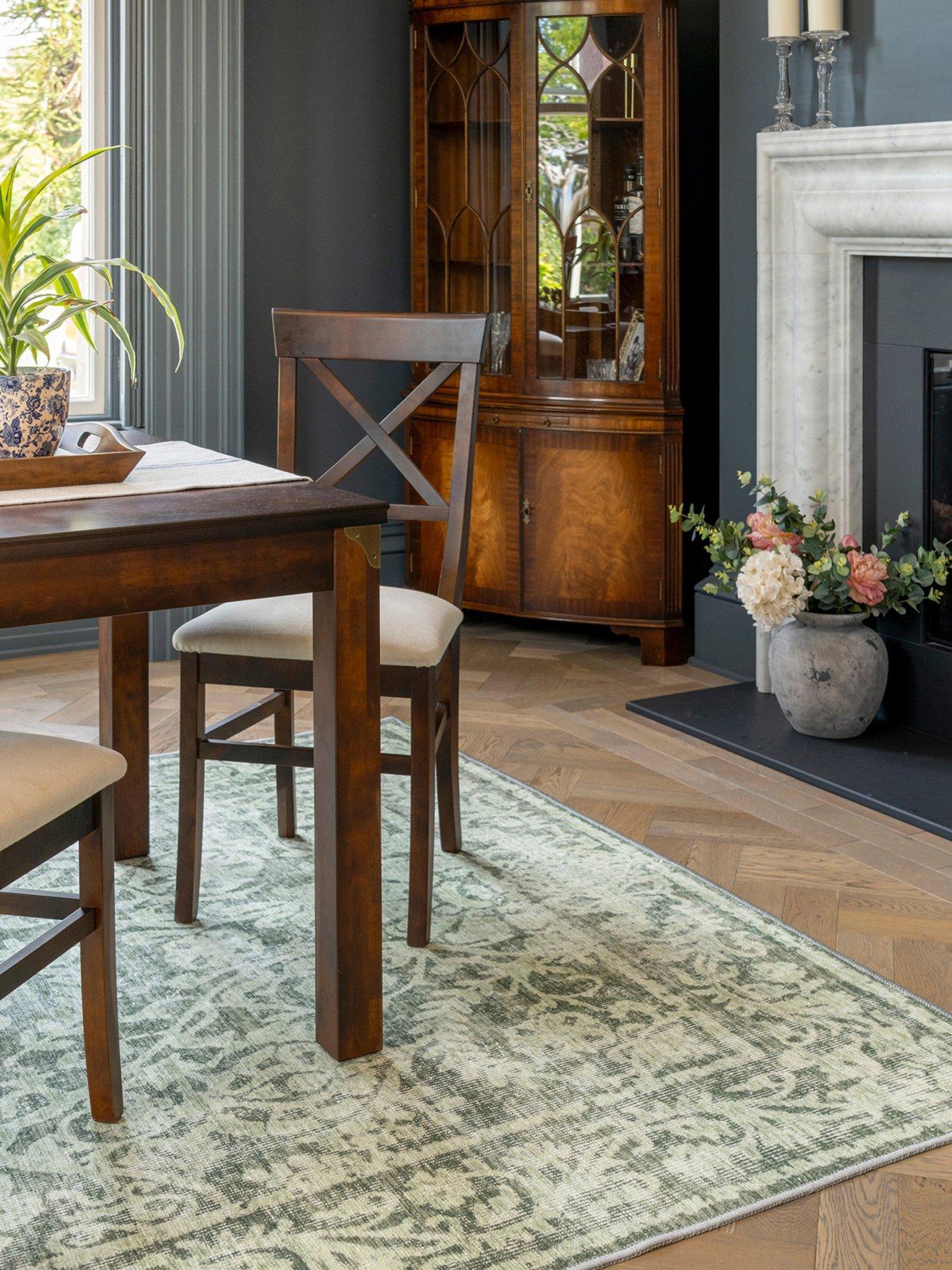 Image 4 of 7 of Kukoon Soft Washable Green Motif Rug - Pippa