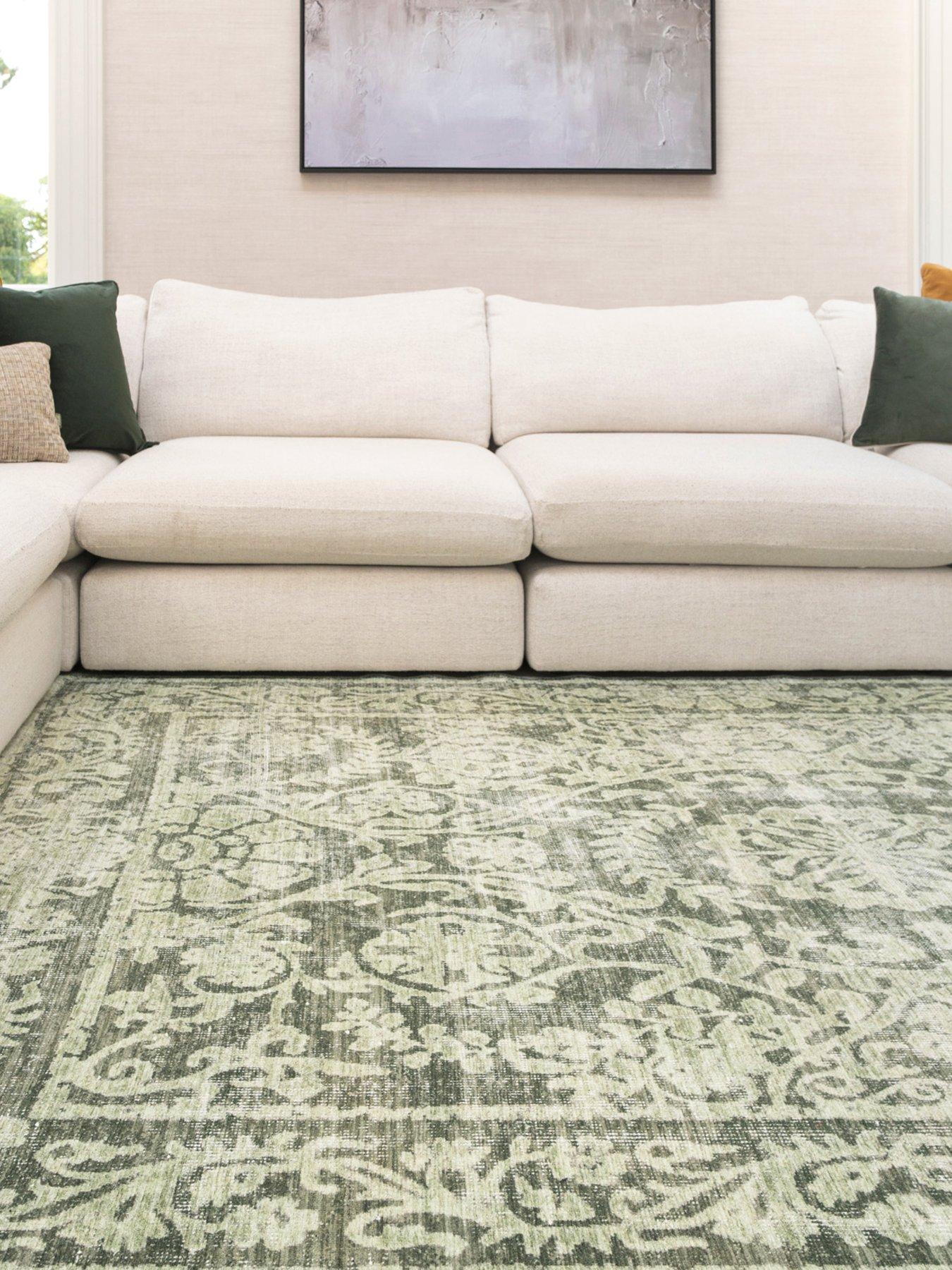 Image 7 of 7 of Kukoon Soft Washable Green Motif Rug - Pippa