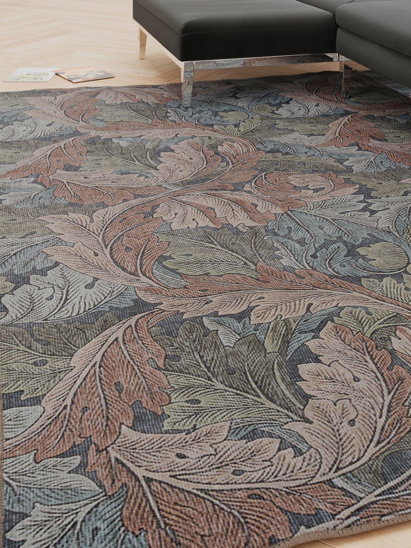 Kukoon Soft Washable Green Leaf Print Rug - Sylvan