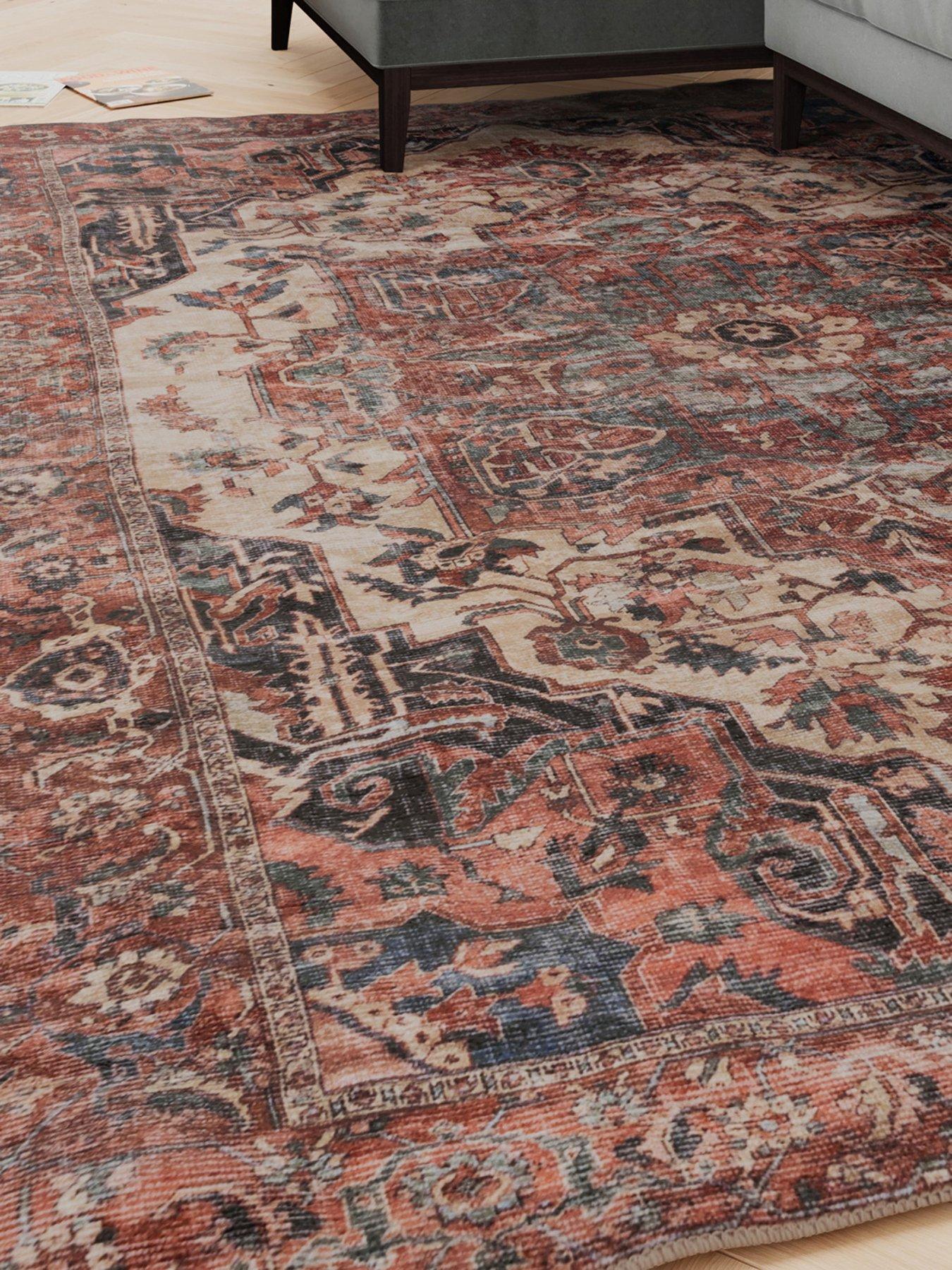 Kukoon Soft Washable Terracotta Medallion Rug - Verity