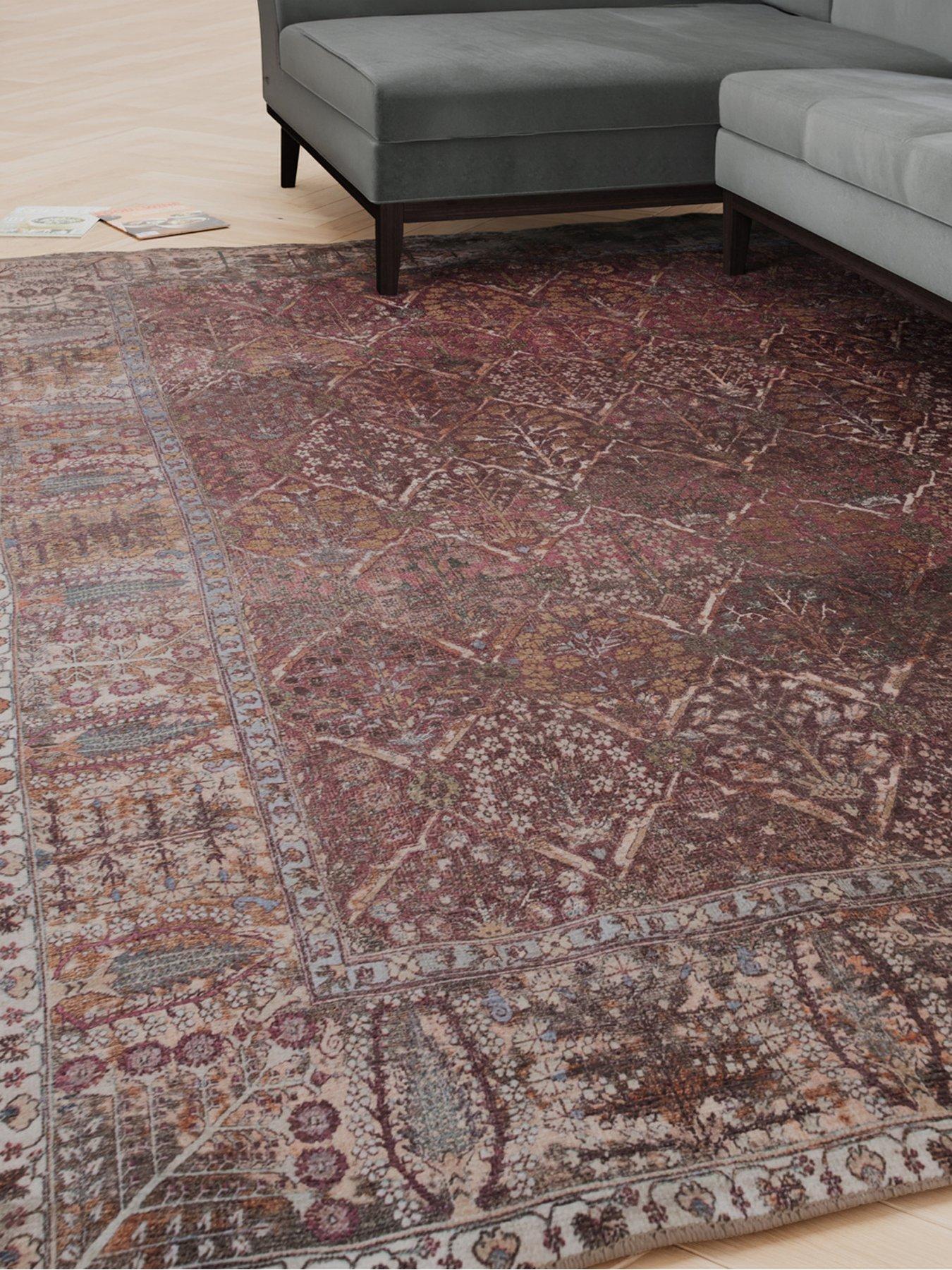 Kukoon Soft Washable Red Plum Vintage Rug - Violet