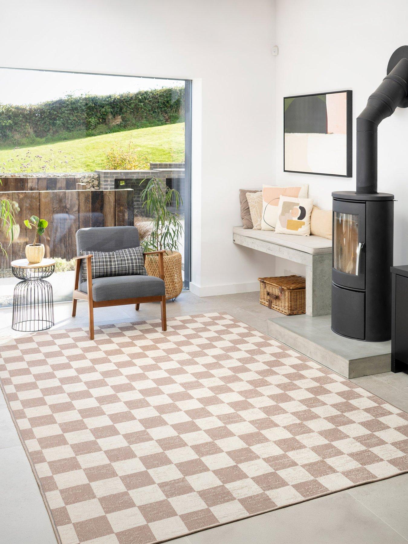 Image 1 of 6 of Kukoon Washable Checkerboard Jute Style Rug - Noa