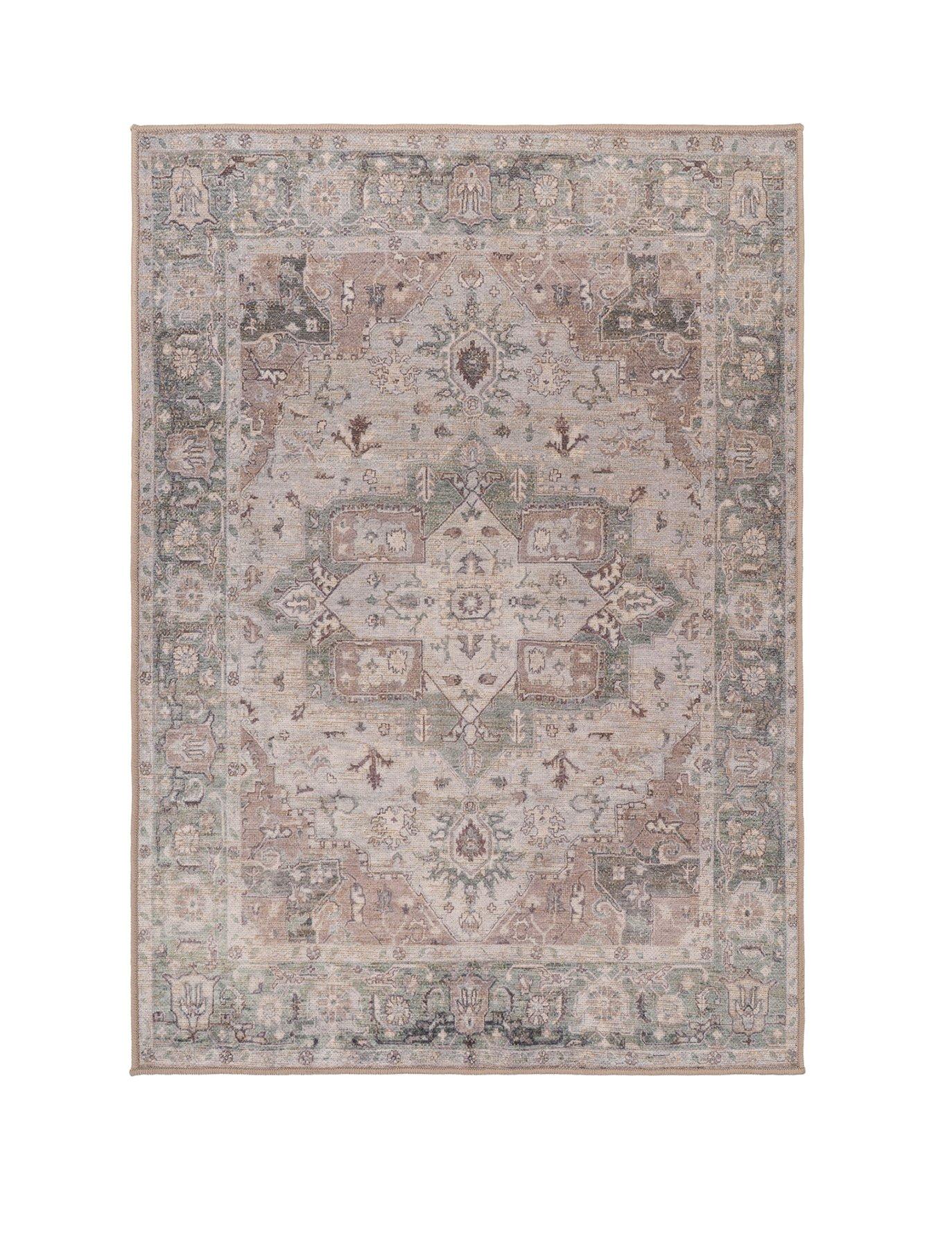 Image 2 of 6 of Kukoon Washable Vintage Green Jute Style Rug - Cova