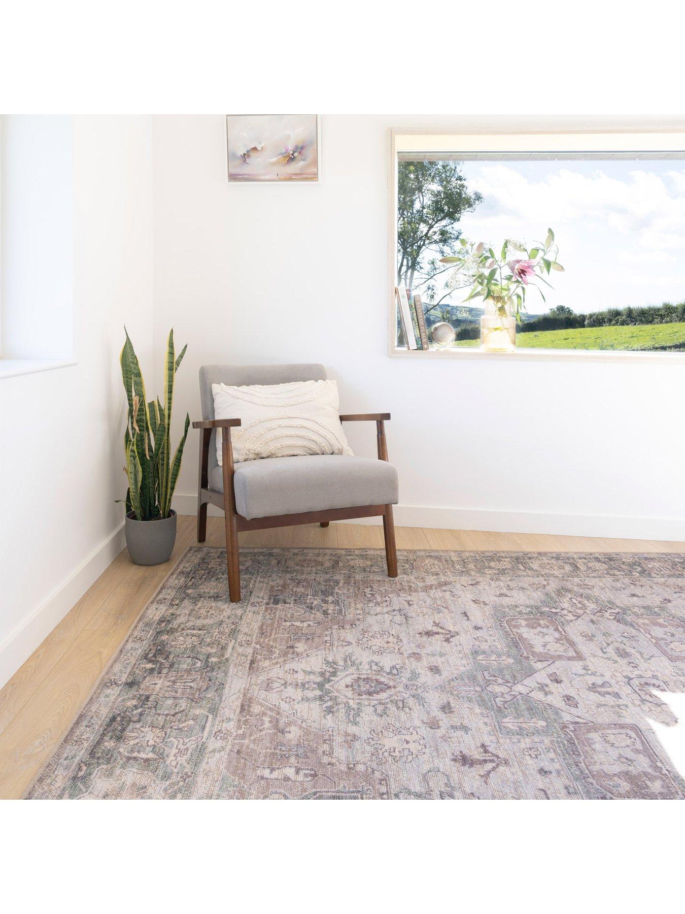 Image 6 of 6 of Kukoon Washable Vintage Green Jute Style Rug - Cova