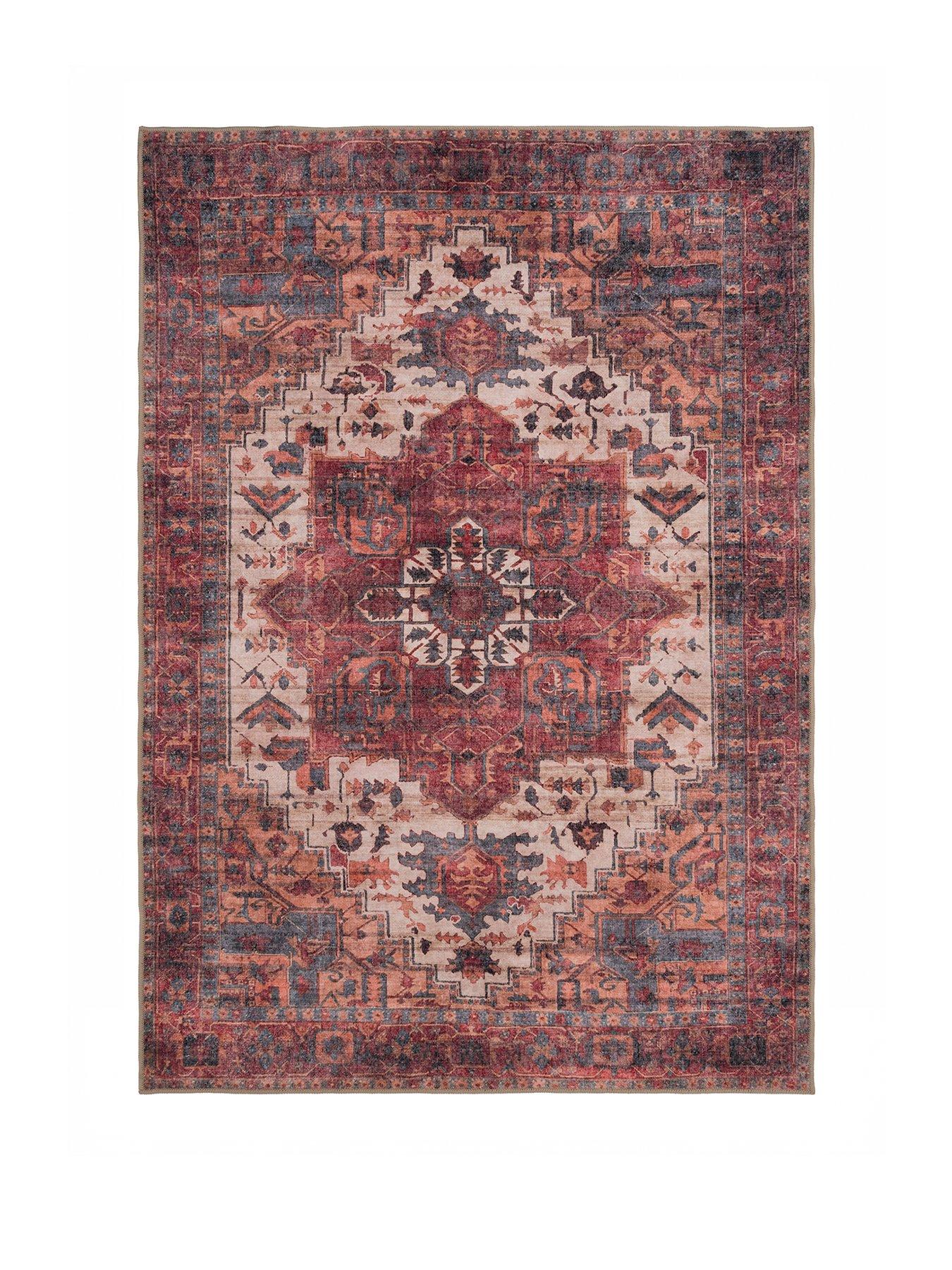 Kukoon Soft Washable Red Antique Rug - Eliza