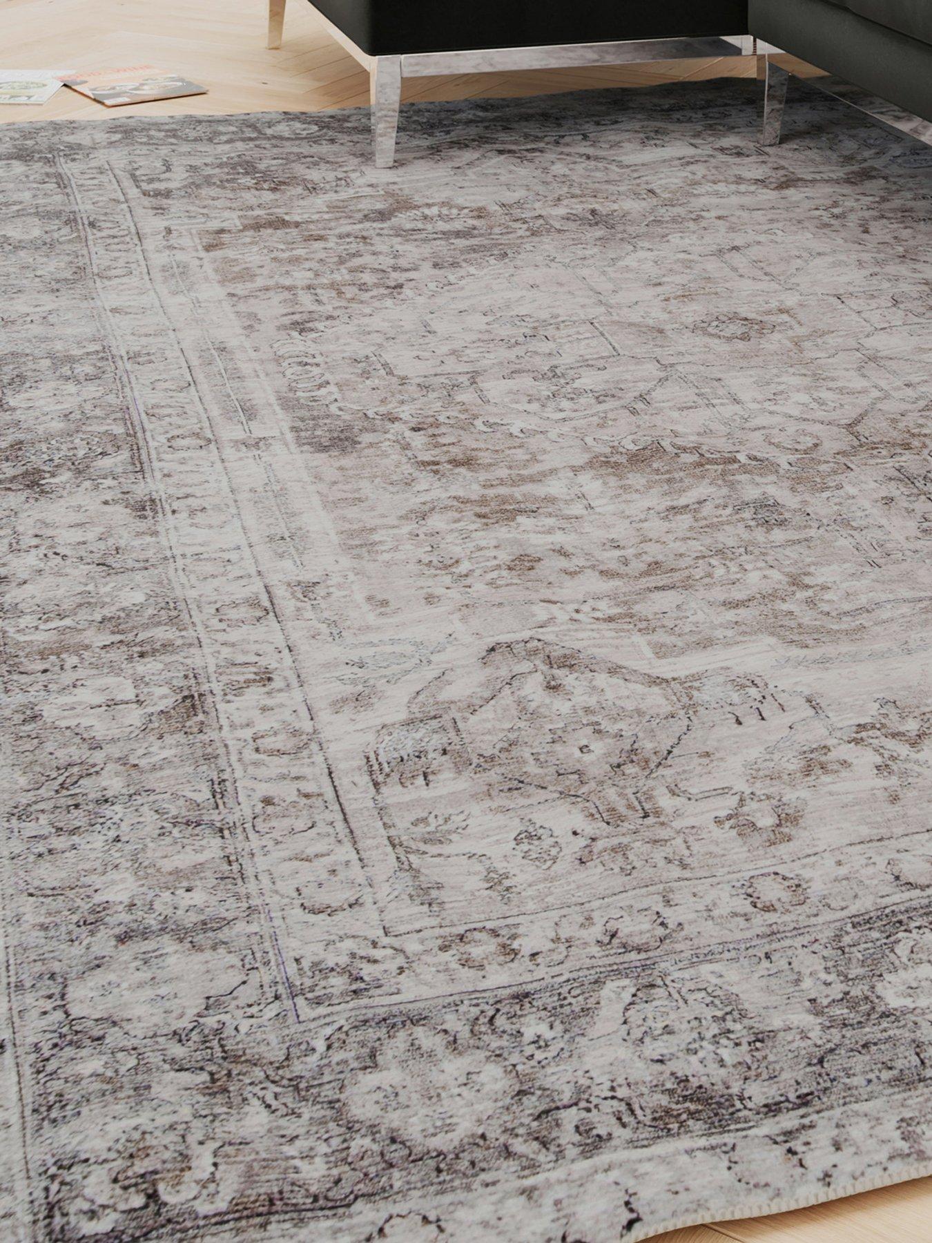 Image 1 of 5 of Kukoon Soft Washable Vintage Greige Rug - Elsie