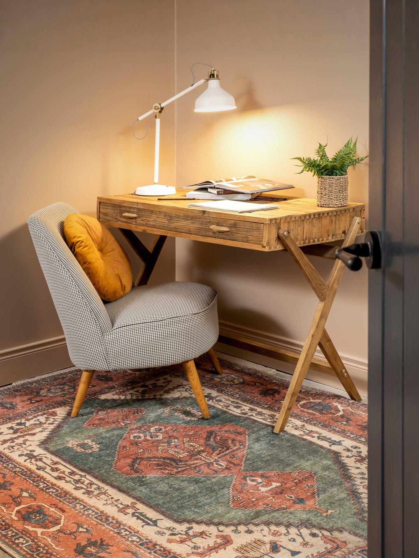 Kukoon Flatwoven Washable Distressed Terracotta Green Boho Rug - Faro