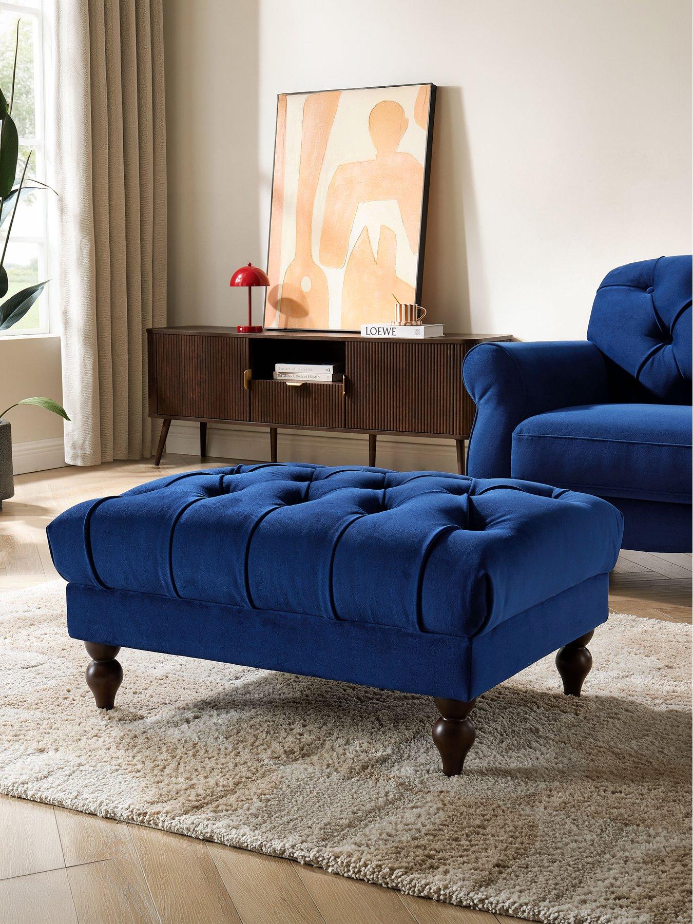 Image 1 of 6 of Dusk Hebden Pouffe - Royal Blue