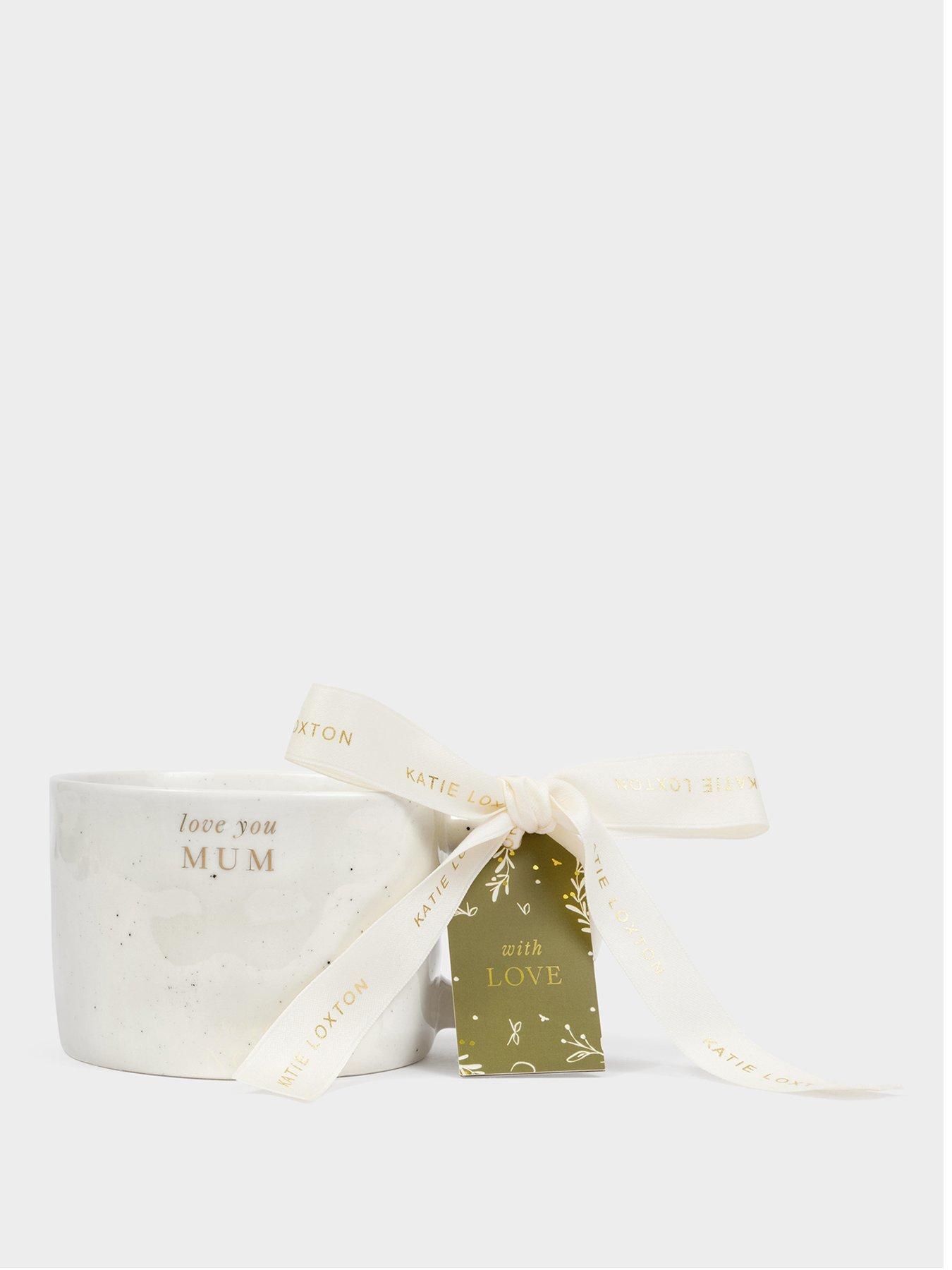 Image 1 of 6 of Katie Loxton SPECKLED SENTIMENT MUG WITH TAG , love you MUM , 9.5cm x 9.5cm x 7cm
