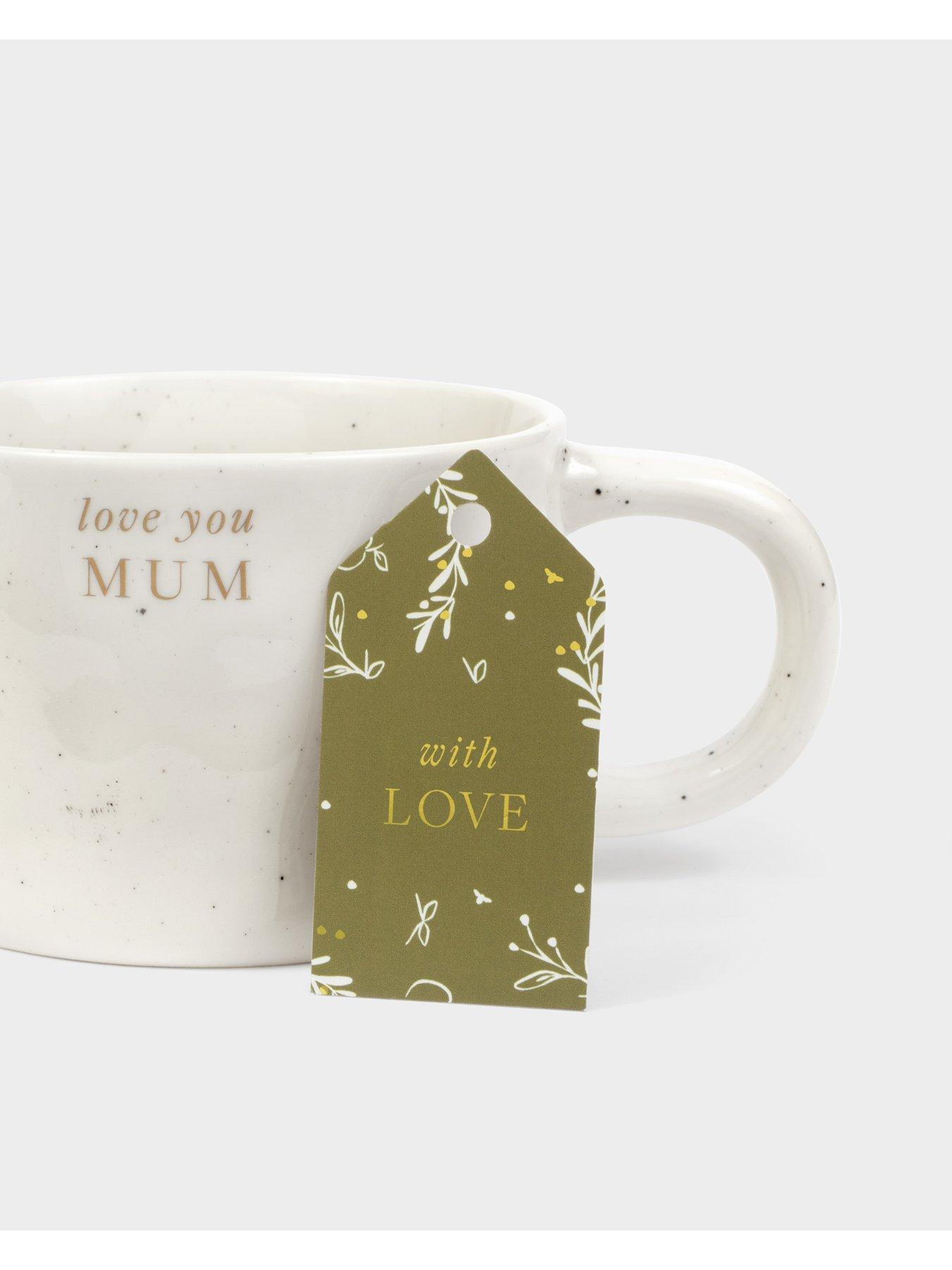 Image 3 of 6 of Katie Loxton SPECKLED SENTIMENT MUG WITH TAG , love you MUM , 9.5cm x 9.5cm x 7cm