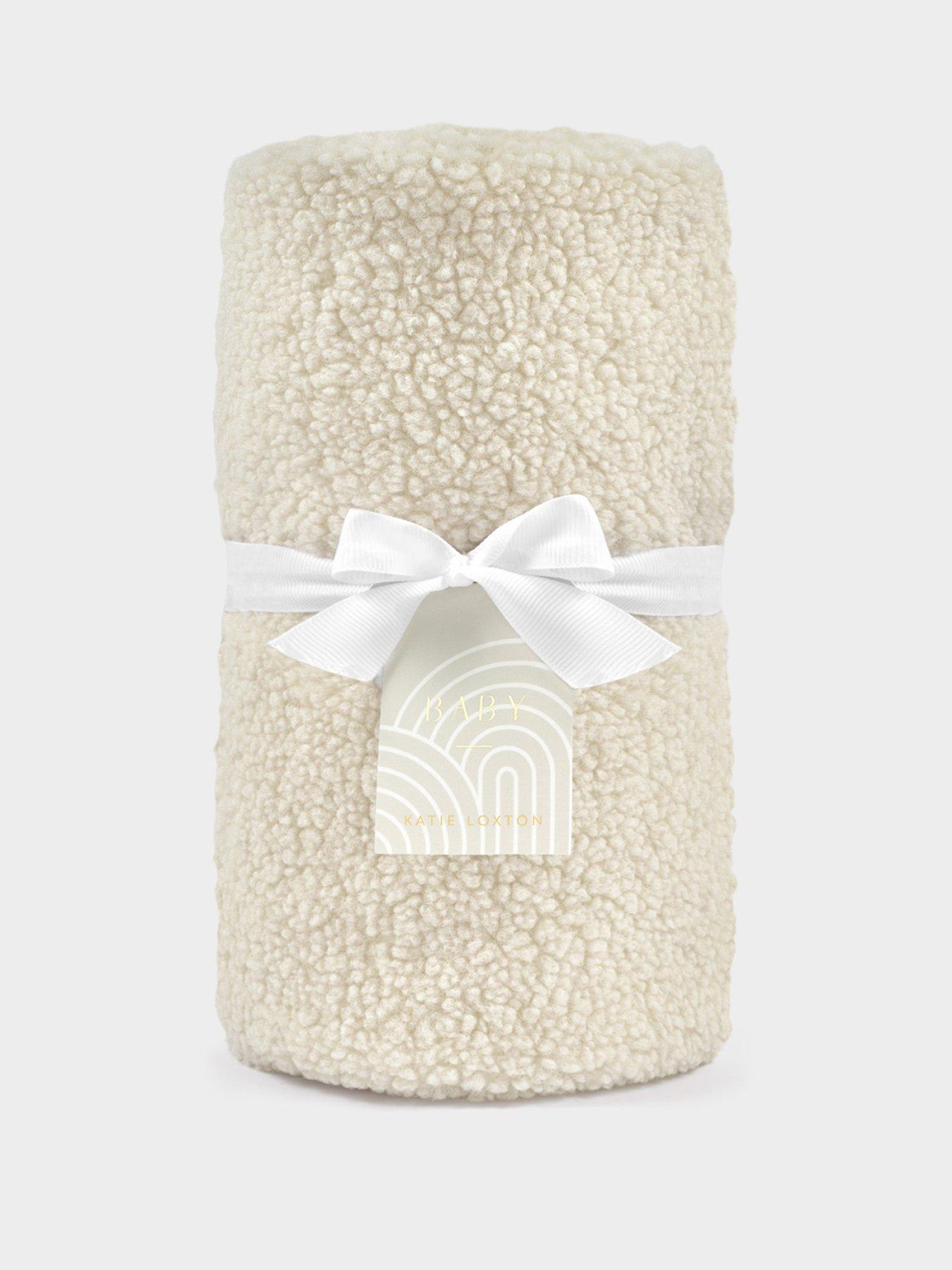Katie Loxton BABY BORG BLANKET , Off White , 48cm X 70cm