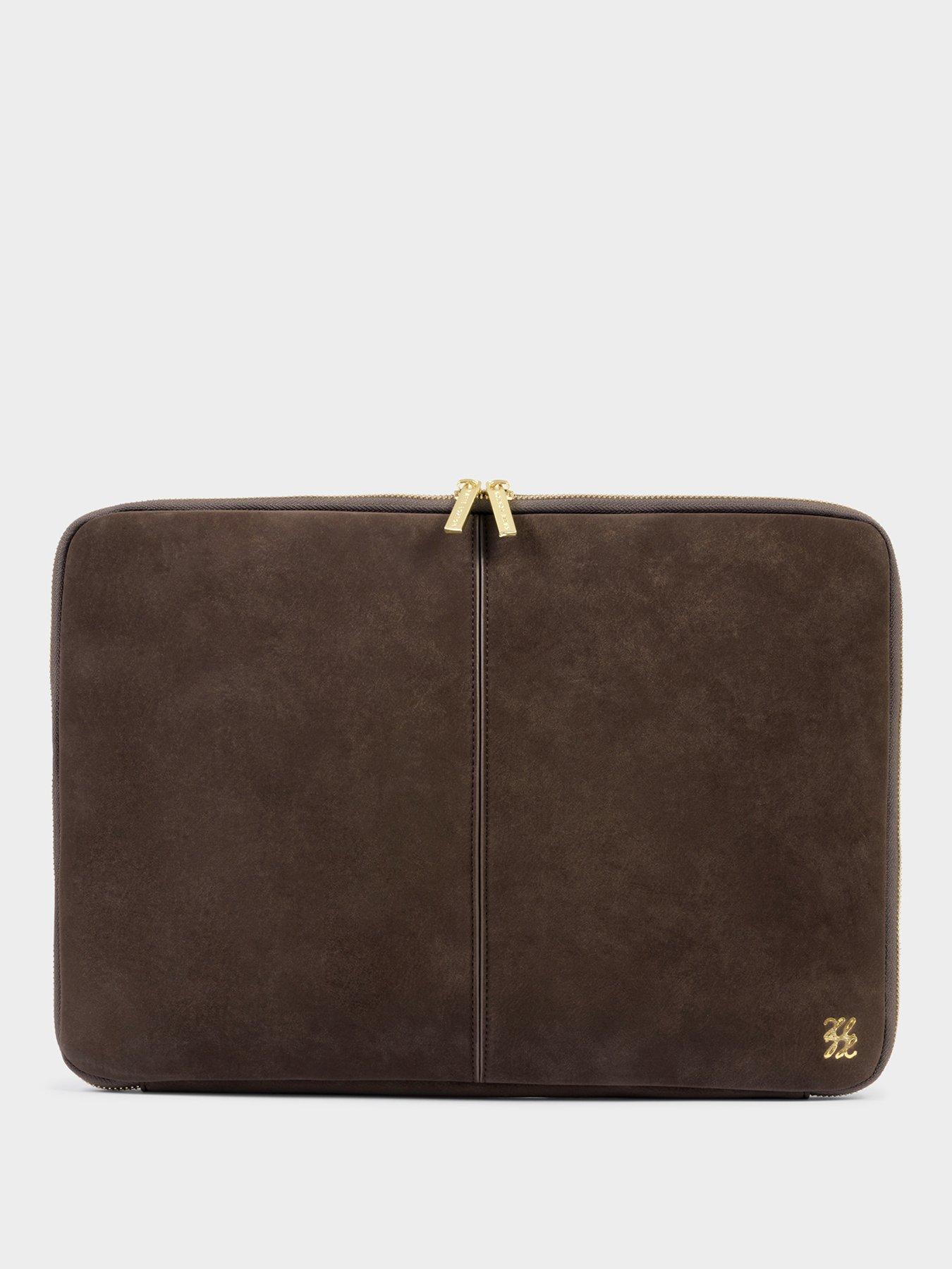 Katie Loxton FOLIO LAPTOP CASE , Chocolate Suedette , 25.5cm x 37.5cm