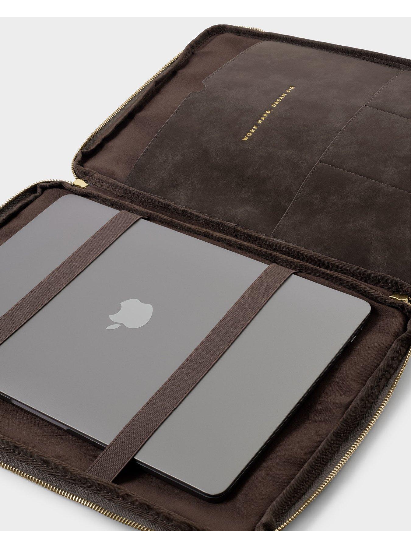 Image 2 of 7 of Katie Loxton FOLIO LAPTOP CASE , Chocolate Suedette , 25.5cm x 37.5cm