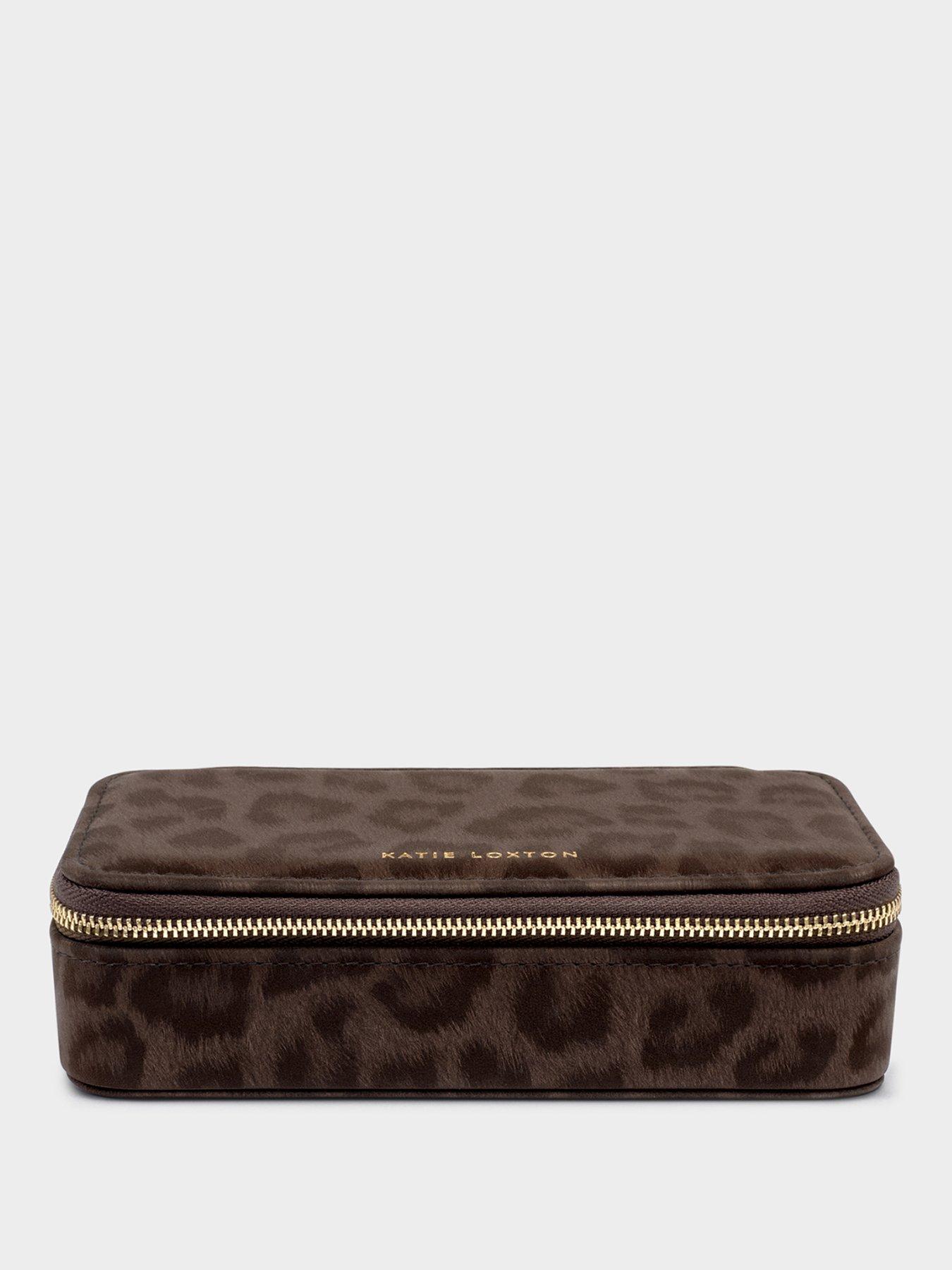 Katie Loxton CLASSIC JEWELLERY BOX , Chocolate Leopard , 17.7cm x 9.5cm x 5.5cm