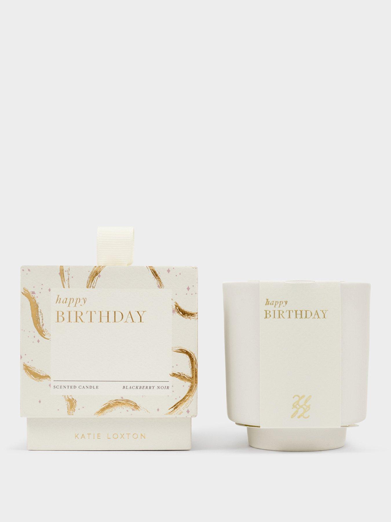 Katie Loxton CERAMIC SENTIMENT CANDLE , Happy Birthday , 8.5cm x 7.5cm x 5.1cm
