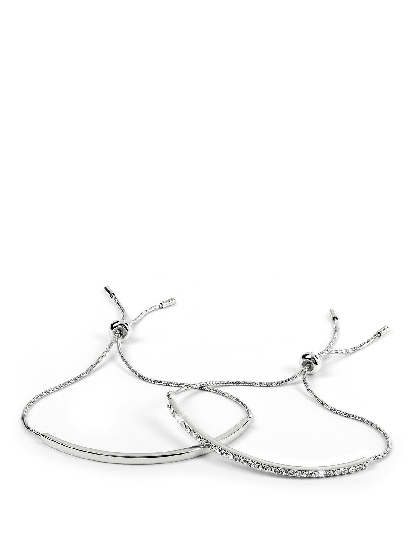 Image 1 of 5 of Radley Silver Plated Stone Set & Smooth  Friendship Bracelet Twin Pack