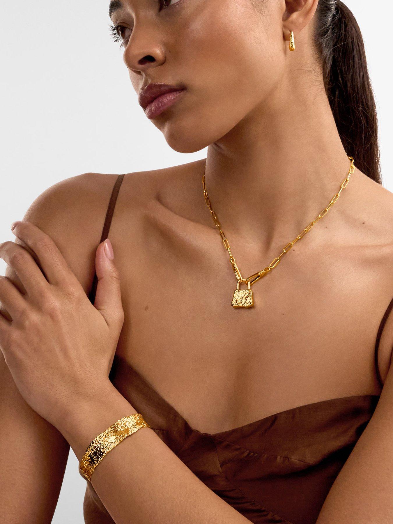 Katie Loxton Molten Textured Plated Cuff Bangle - Gold