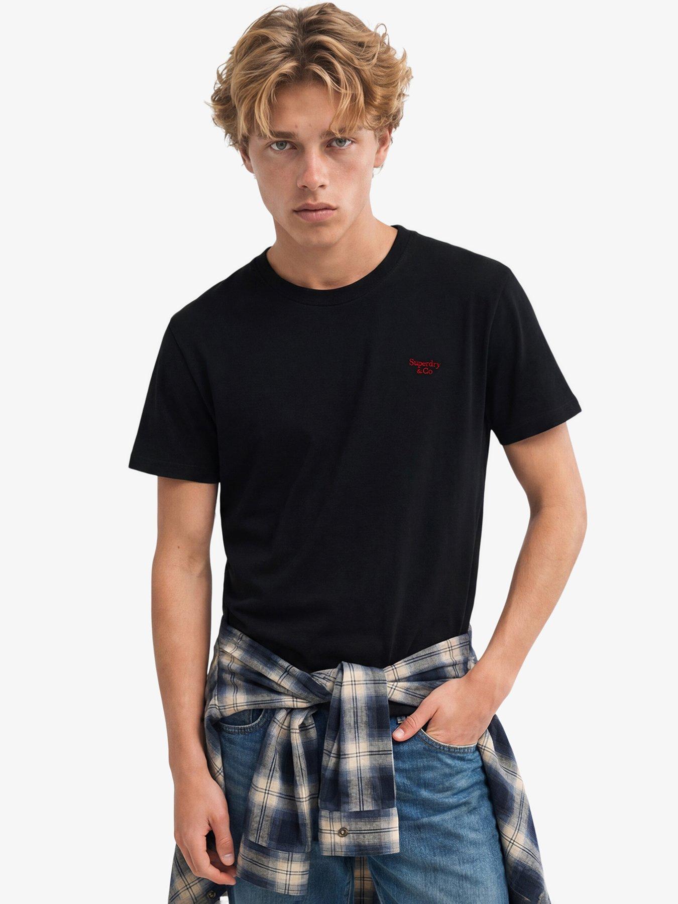 Image 1 of 6 of Superdry Essential Serif Logo Embroidered T-Shirt - Black