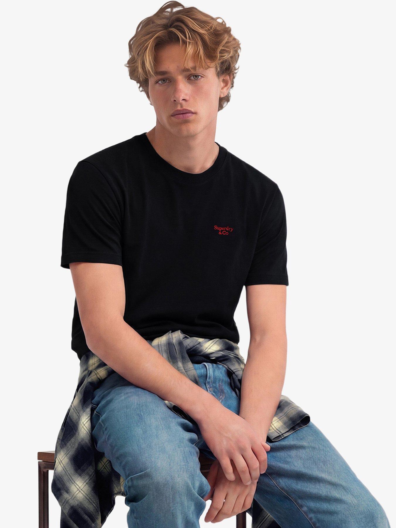 Image 4 of 6 of Superdry Essential Serif Logo Embroidered T-Shirt - Black