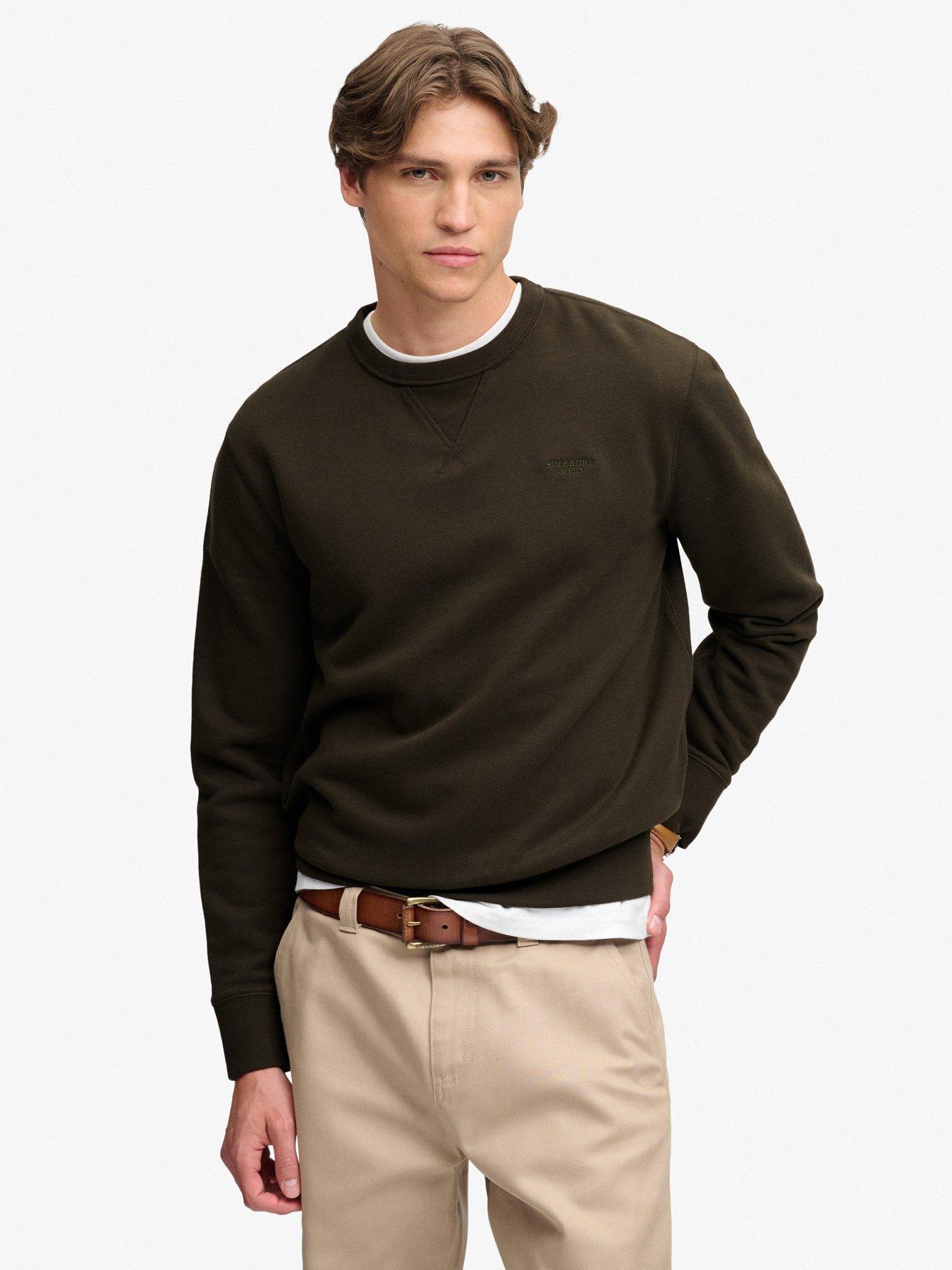 Superdry Essential Stacked Logo Crew Sweatshirt - Dark Grey Green