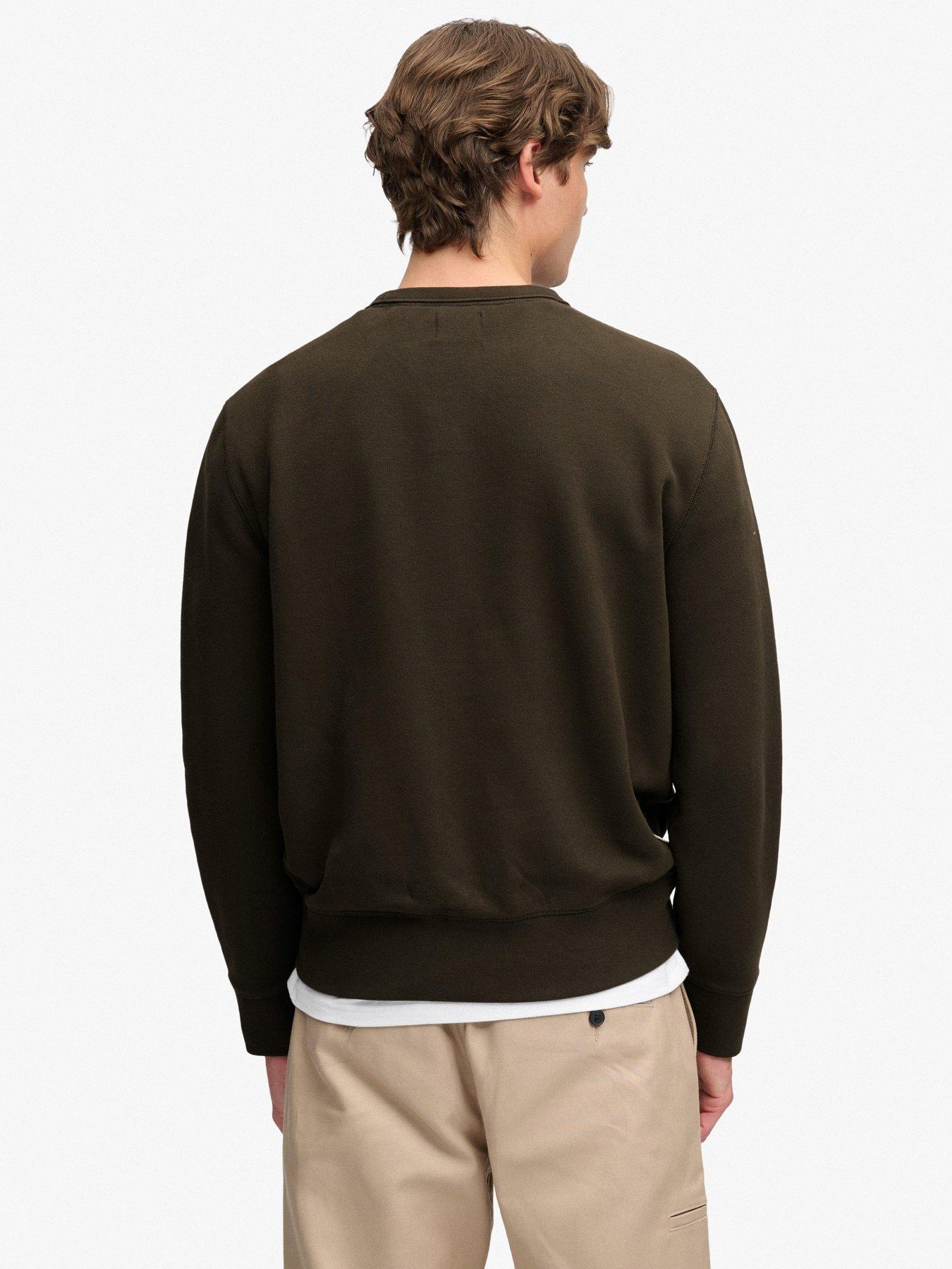 Image 2 of 7 of Superdry Essential Stacked Logo Crew Sweatshirt - Dark Grey Green