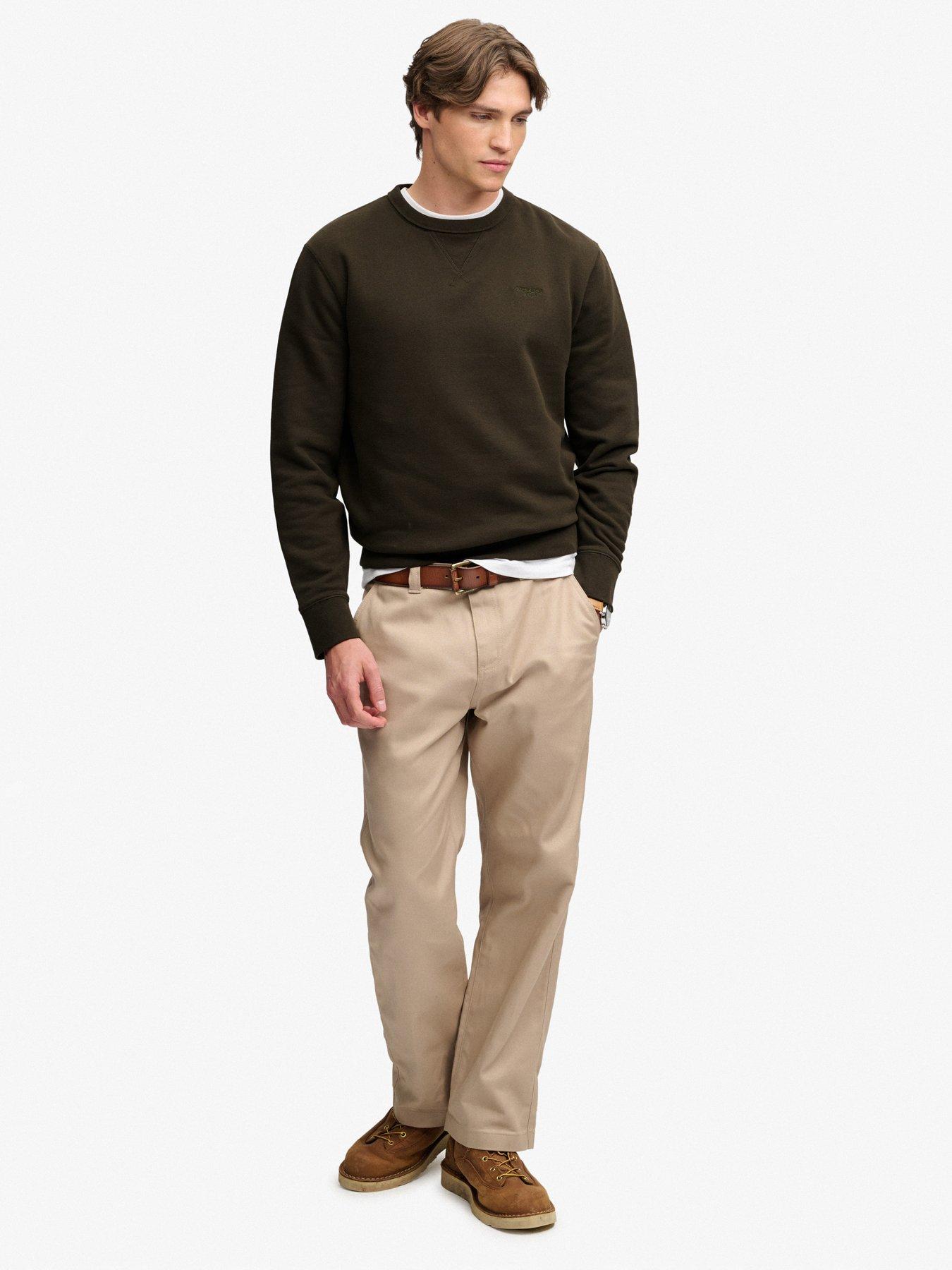 Image 3 of 7 of Superdry Essential Stacked Logo Crew Sweatshirt - Dark Grey Green
