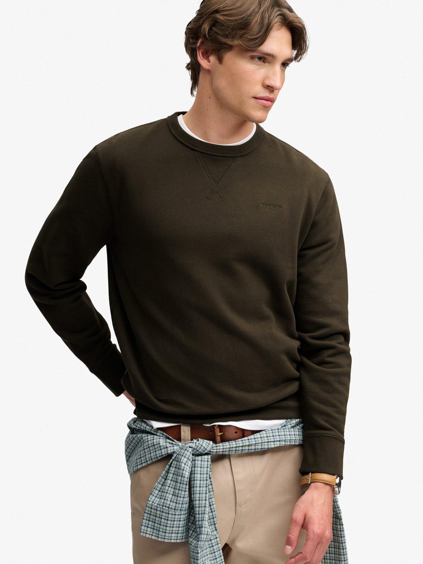 Image 4 of 7 of Superdry Essential Stacked Logo Crew Sweatshirt - Dark Grey Green