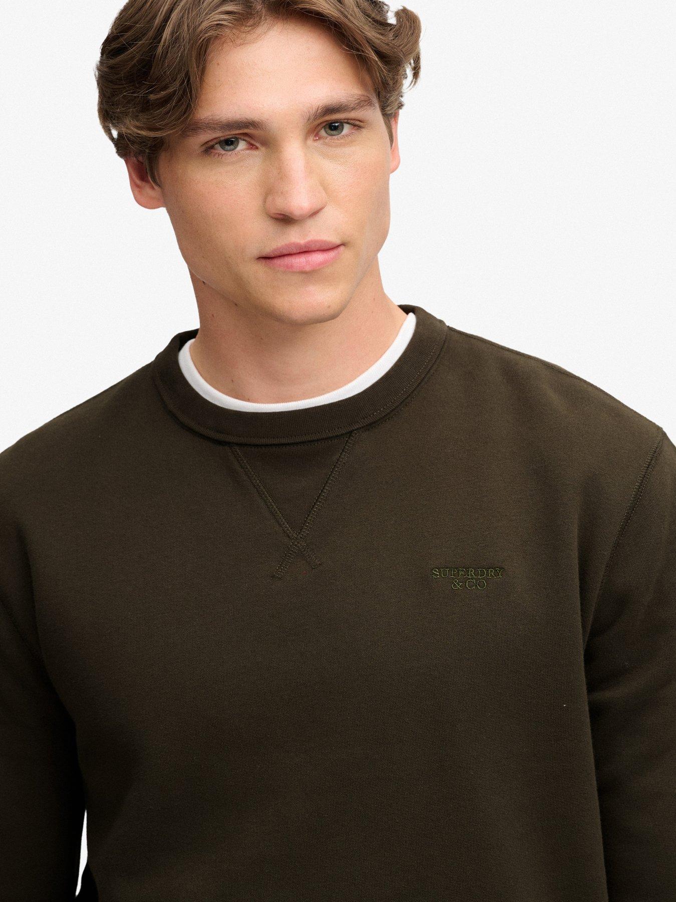 Image 5 of 7 of Superdry Essential Stacked Logo Crew Sweatshirt - Dark Grey Green
