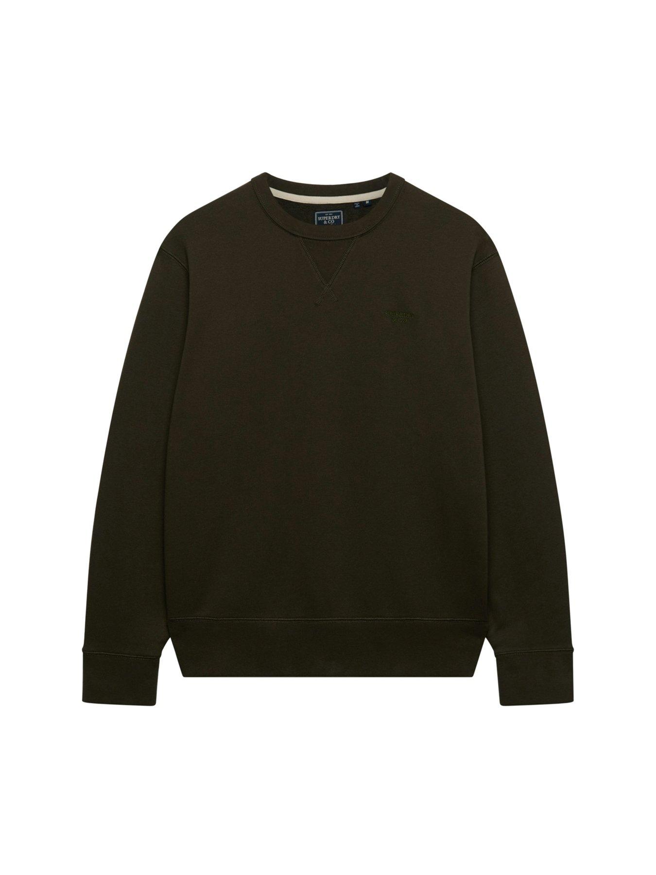 Image 7 of 7 of Superdry Essential Stacked Logo Crew Sweatshirt - Dark Grey Green