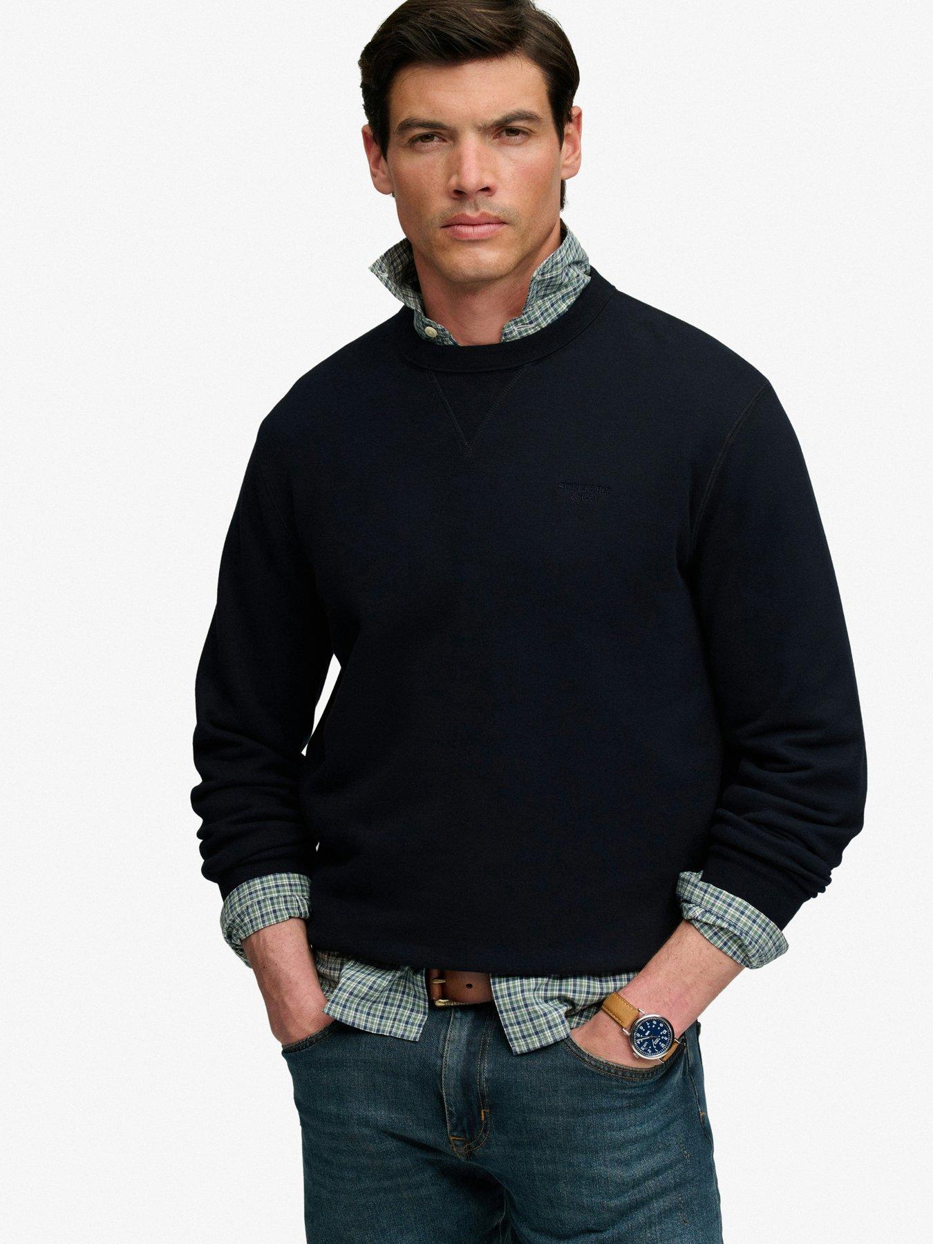 Superdry Superdry Essential Stacked Logo Crew Sweatshirt - Navy