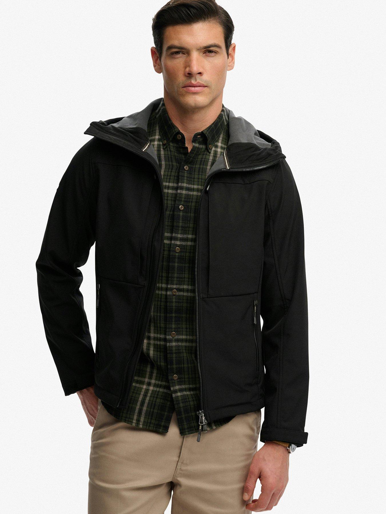 Image 1 of 7 of Superdry Hooded Softshell Trekker Jacket - Black