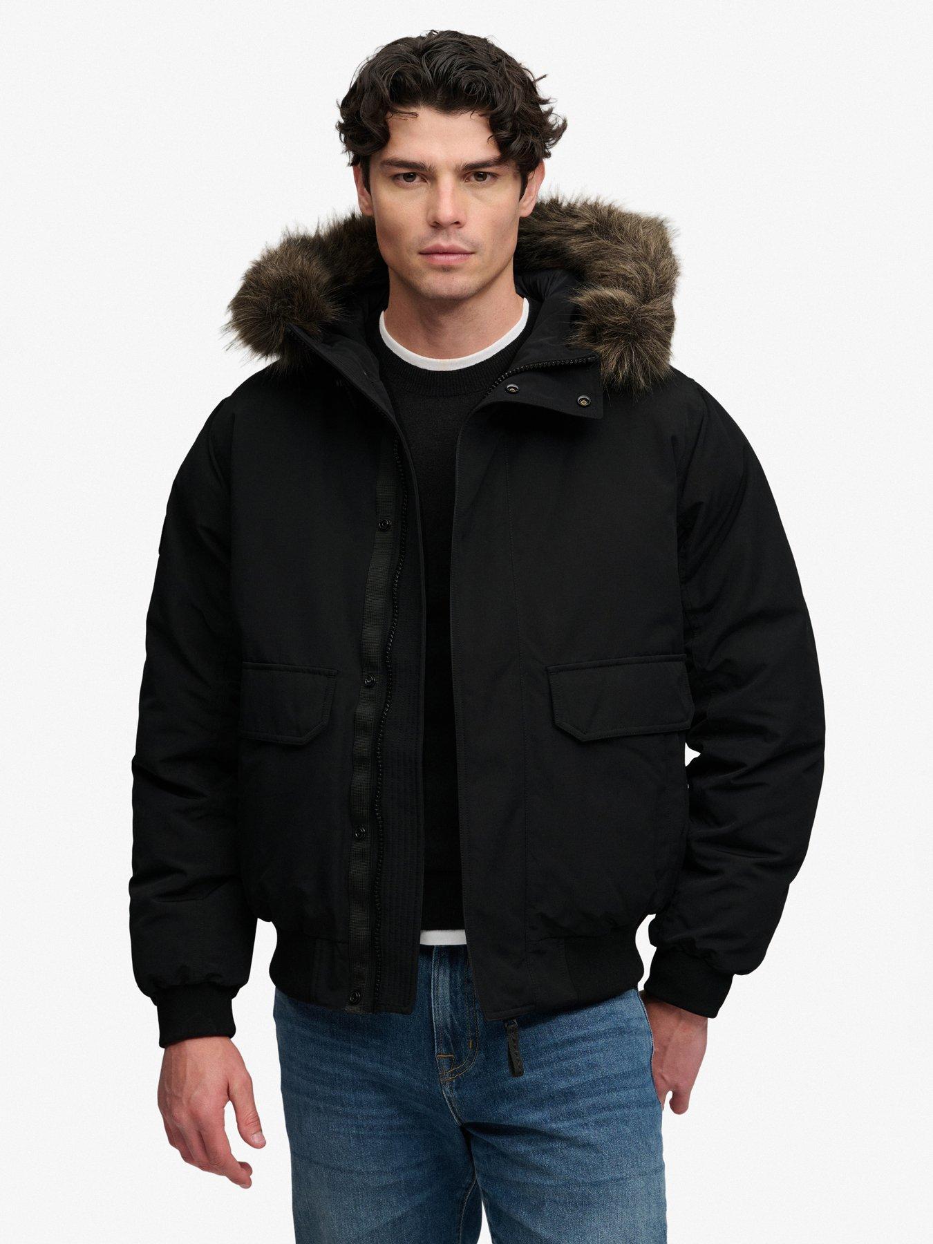 Superdry Faux Fur Everest Bomber Jacket - Black