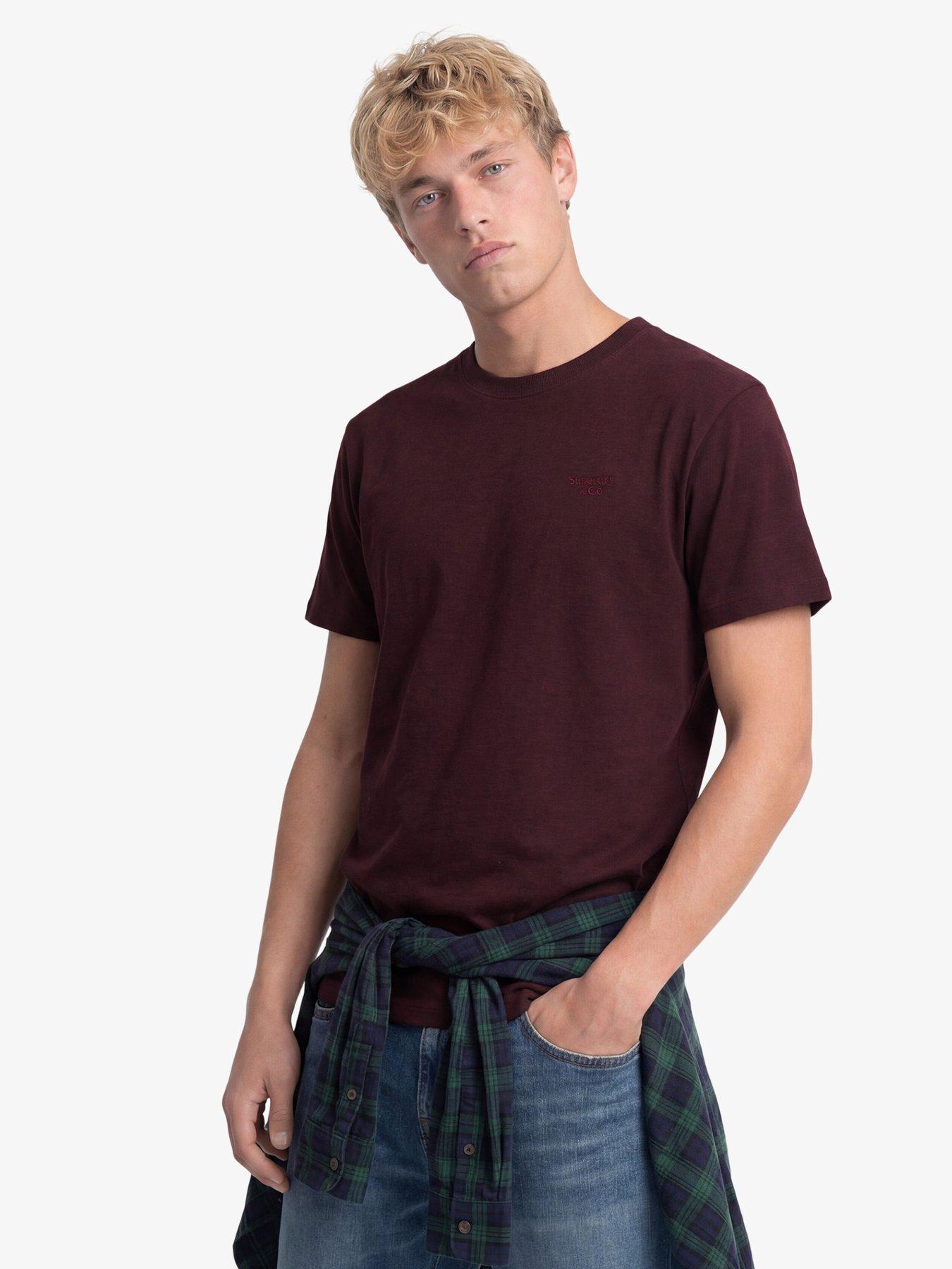 Superdry Men's Essential Slim Fit Serif Logo Crew Neck T-Shirt - Red