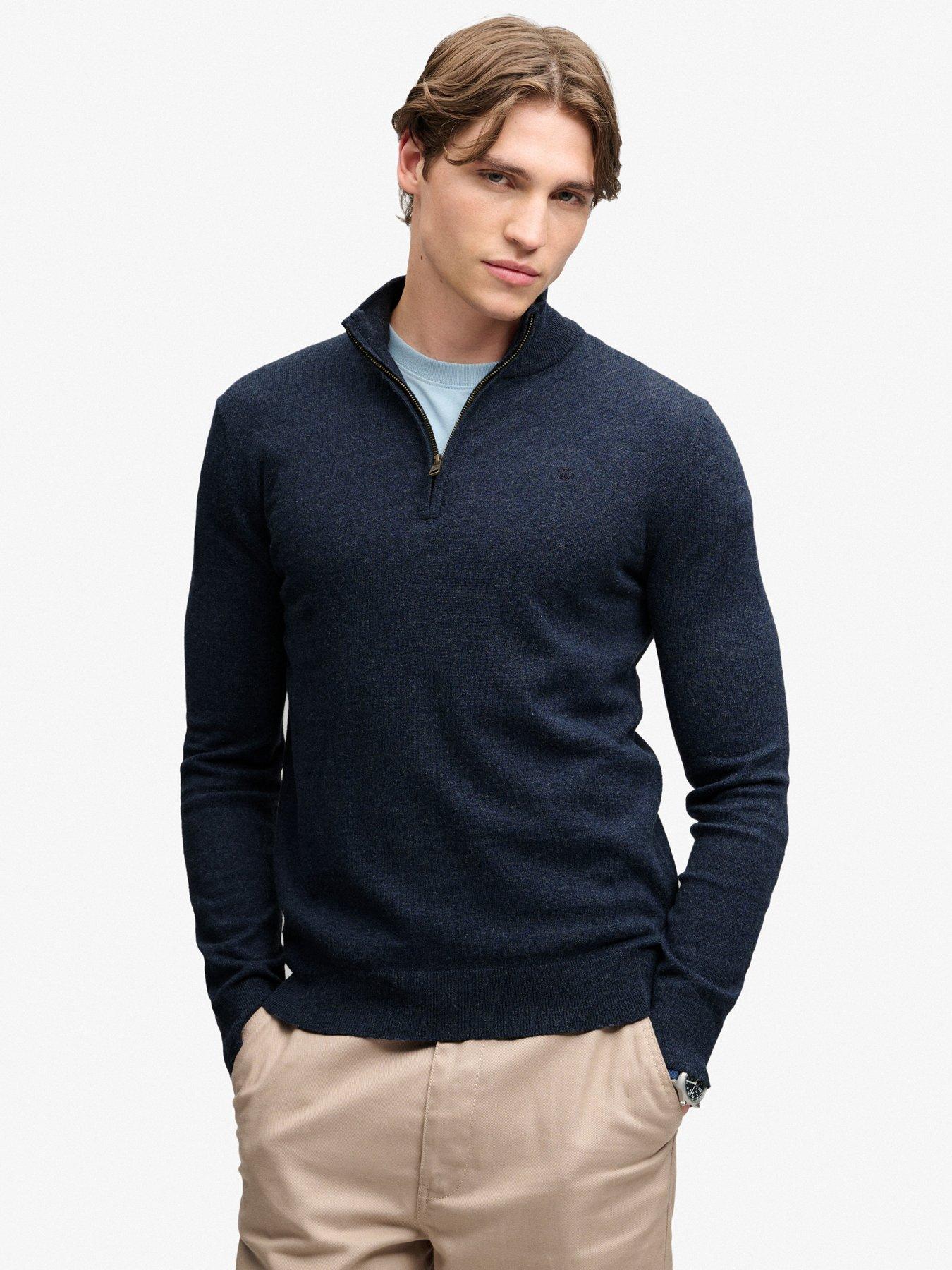 Superdry Essential Lightweight 1/2 Zip Knitted Jumper - Navy