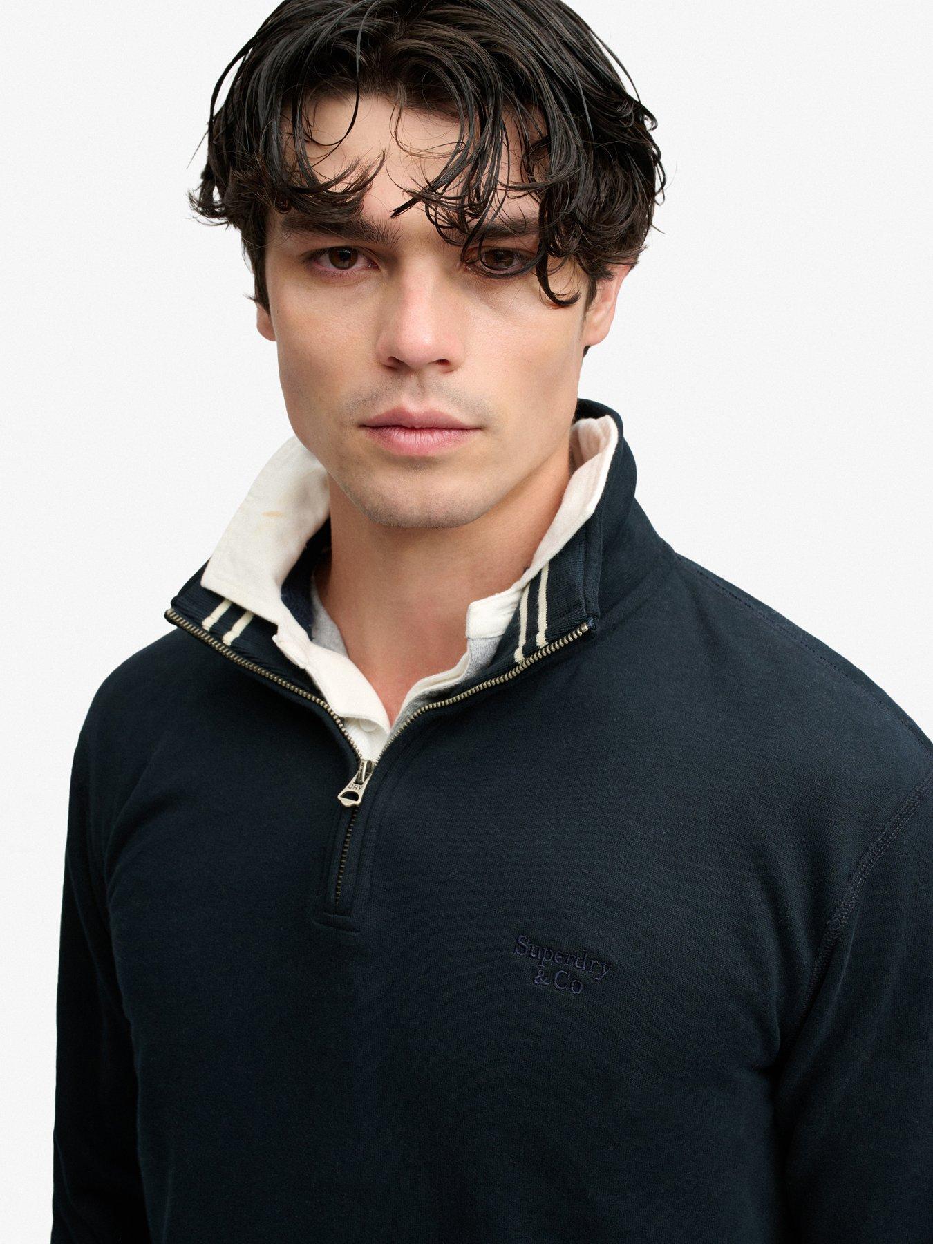 Image 3 of 6 of Superdry Superdry Essential Serif Logo Half Zip Sweatshirt - Navy