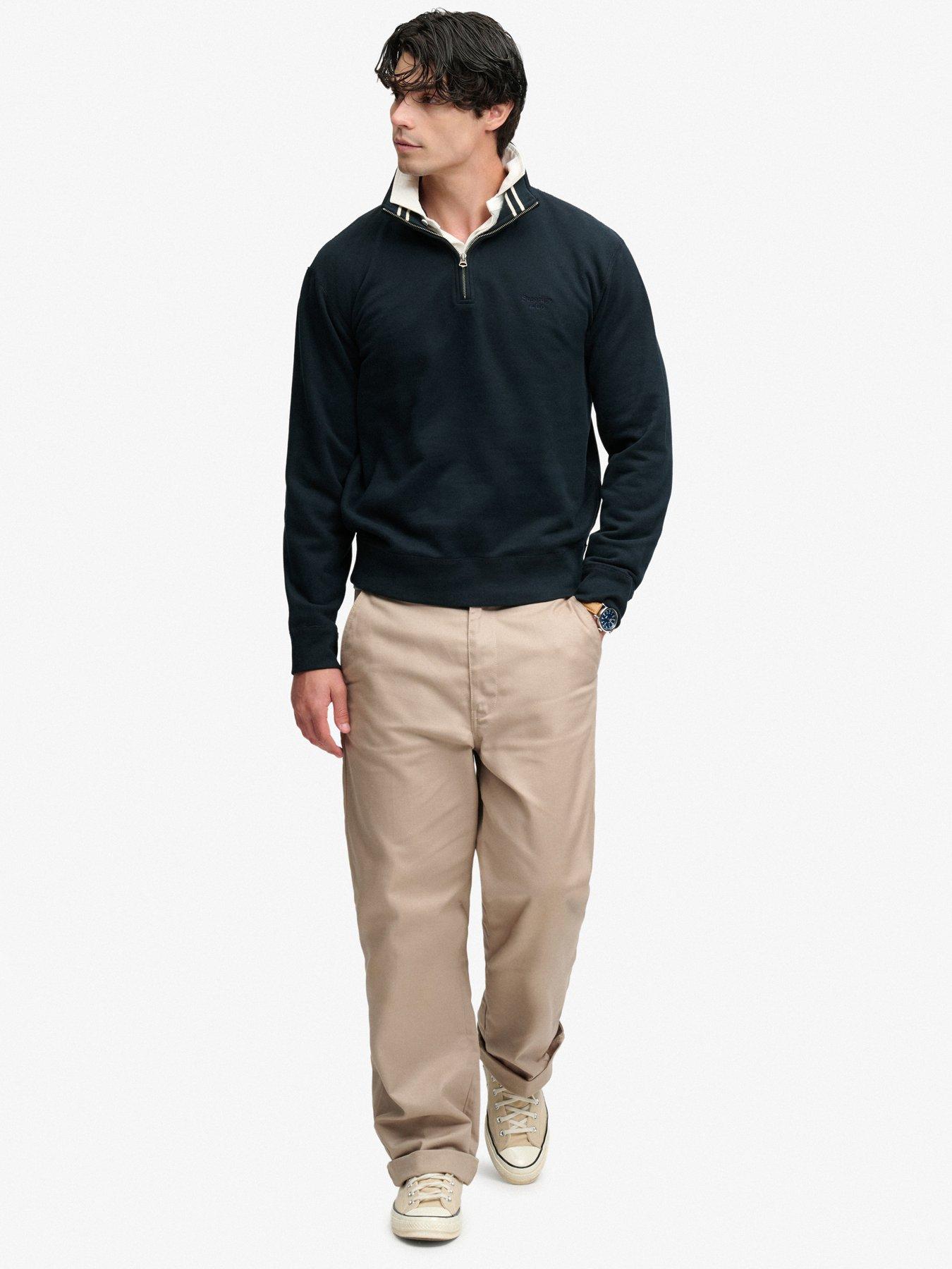 Image 4 of 6 of Superdry Superdry Essential Serif Logo Half Zip Sweatshirt - Navy