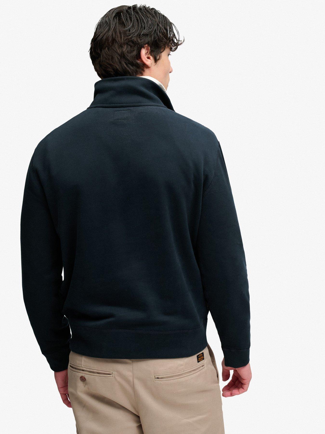 Image 5 of 6 of Superdry Superdry Essential Serif Logo Half Zip Sweatshirt - Navy