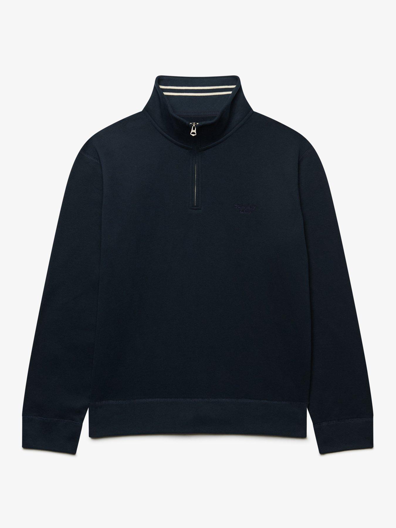 Image 6 of 6 of Superdry Superdry Essential Serif Logo Half Zip Sweatshirt - Navy