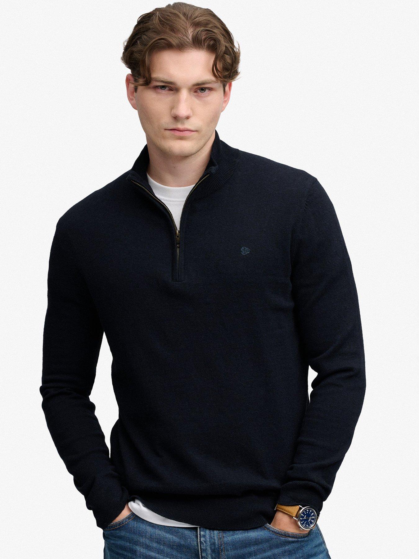 Superdry Essential Lightweight 1/2 Zip Knitted Jumper - Navy