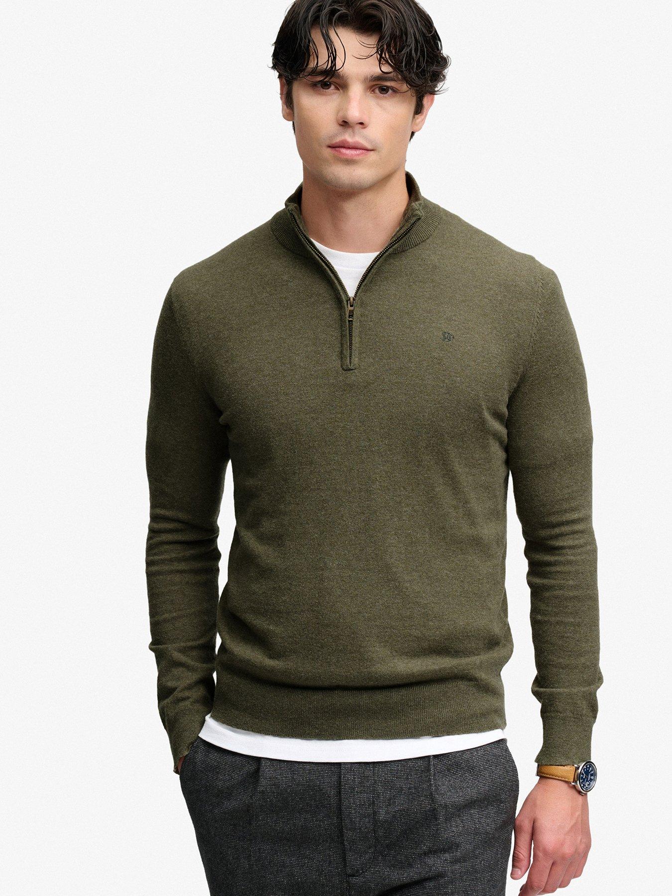 Image 1 of 7 of Superdry Essential Lightweight 1/2 Zip Knitted Jumper - Green