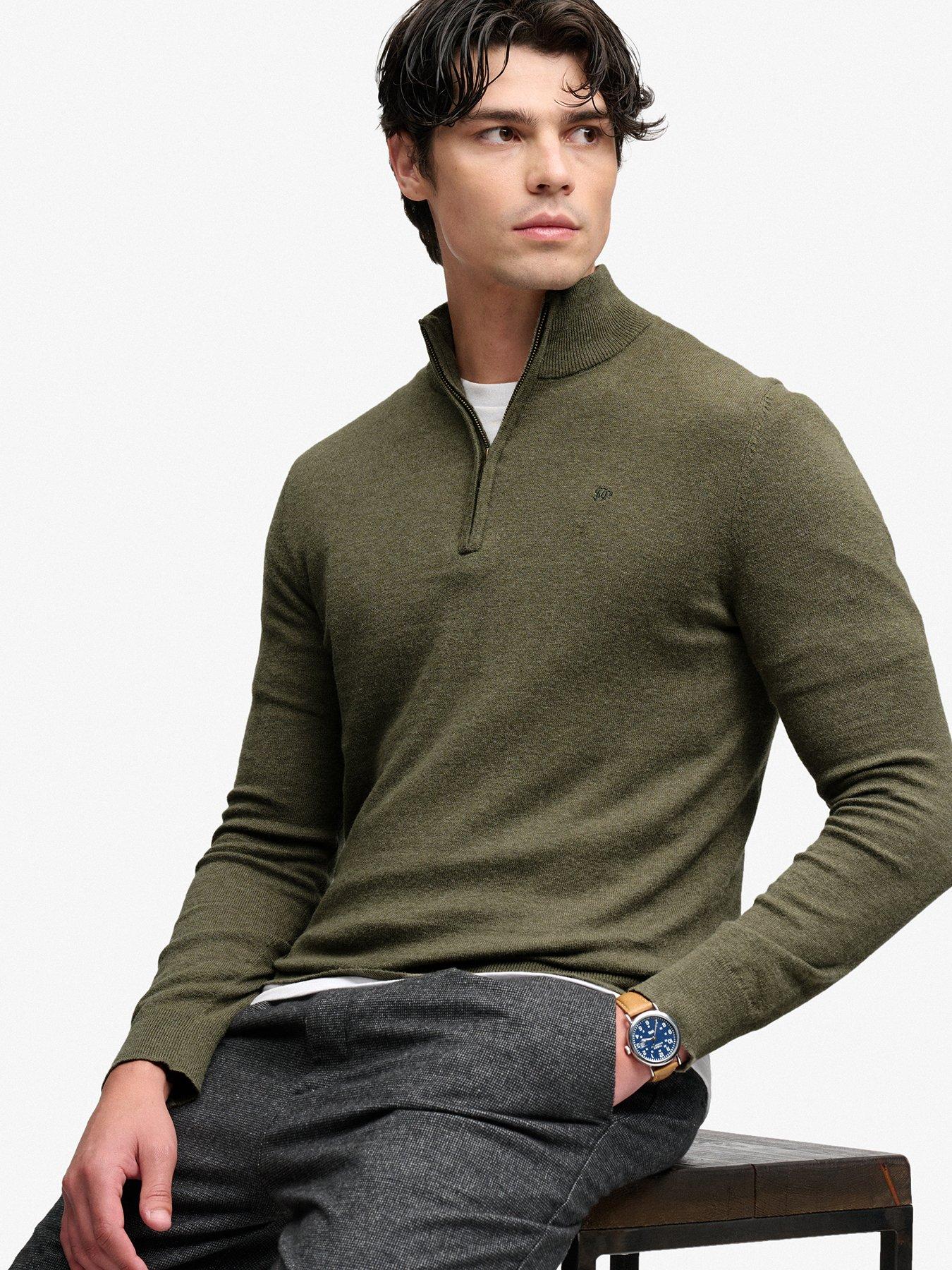Image 4 of 7 of Superdry Essential Lightweight 1/2 Zip Knitted Jumper - Green
