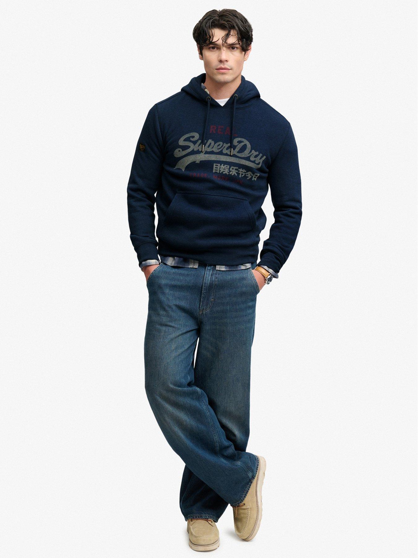 Image 3 of 7 of Superdry Vintage Logo Heritage Relaxed Hoodie - Blue