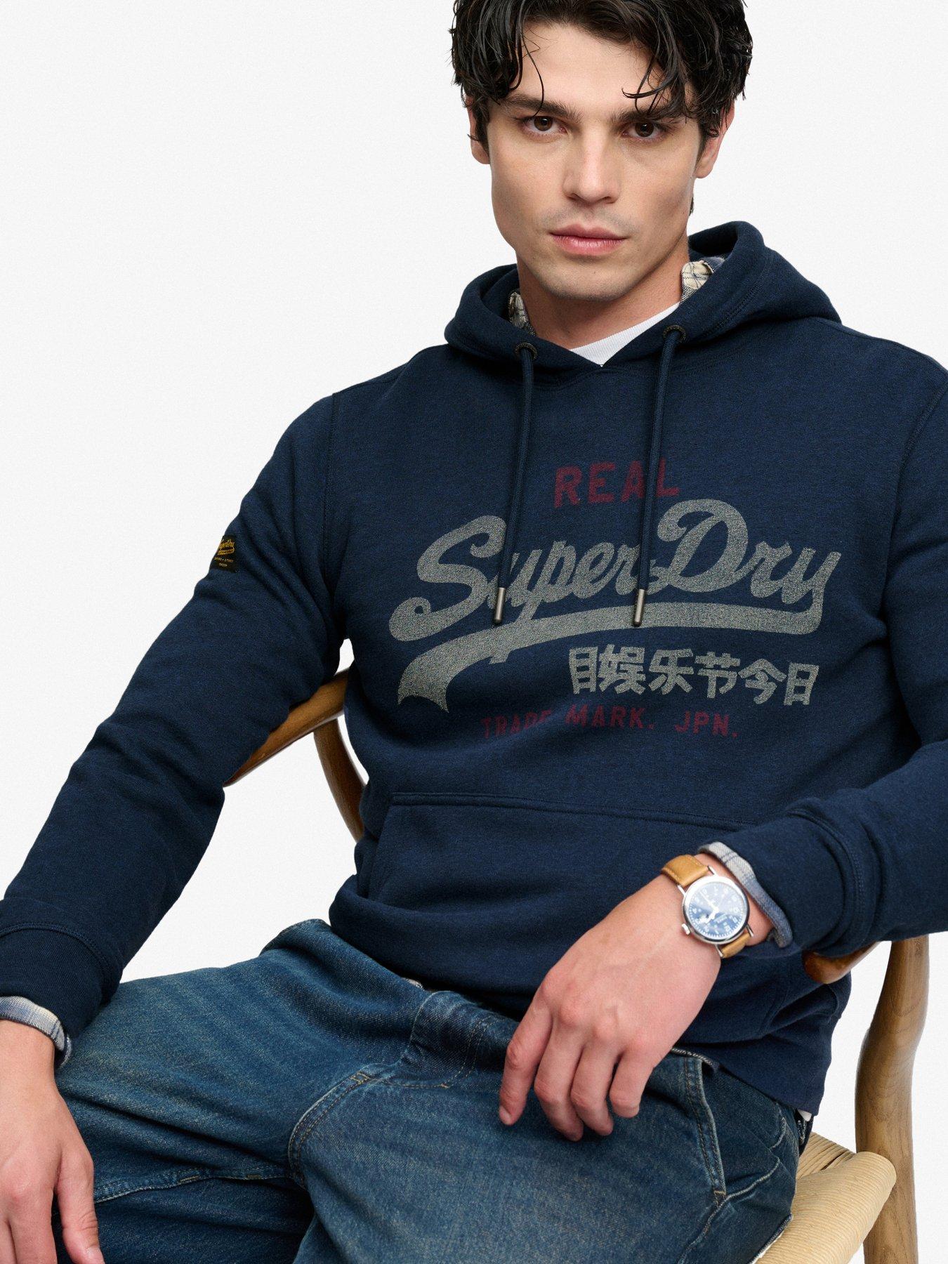 Image 4 of 7 of Superdry Vintage Logo Heritage Relaxed Hoodie - Blue